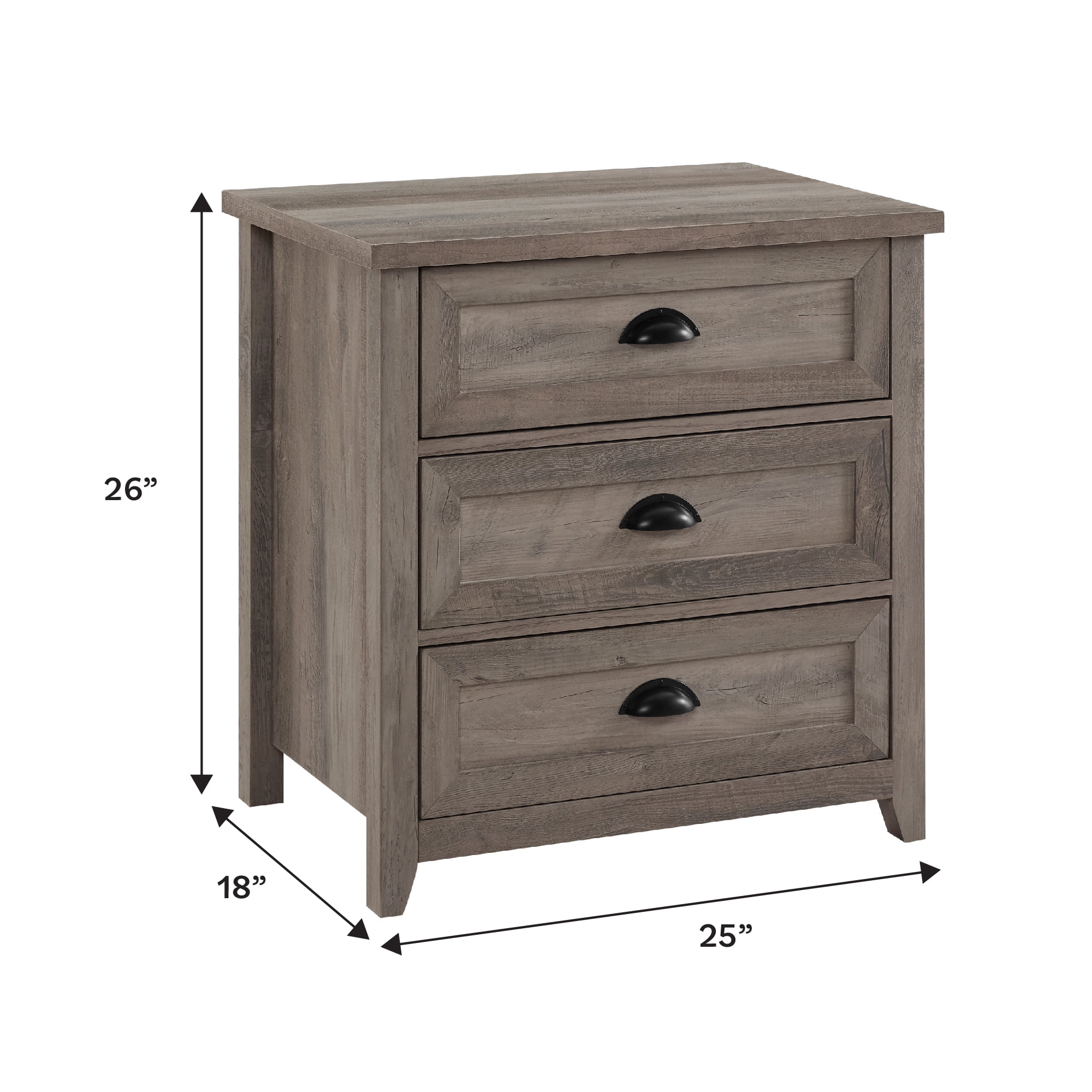 Walker Edison Farmhouse 3 Drawer Nightstand, Grey Wash - Image 7