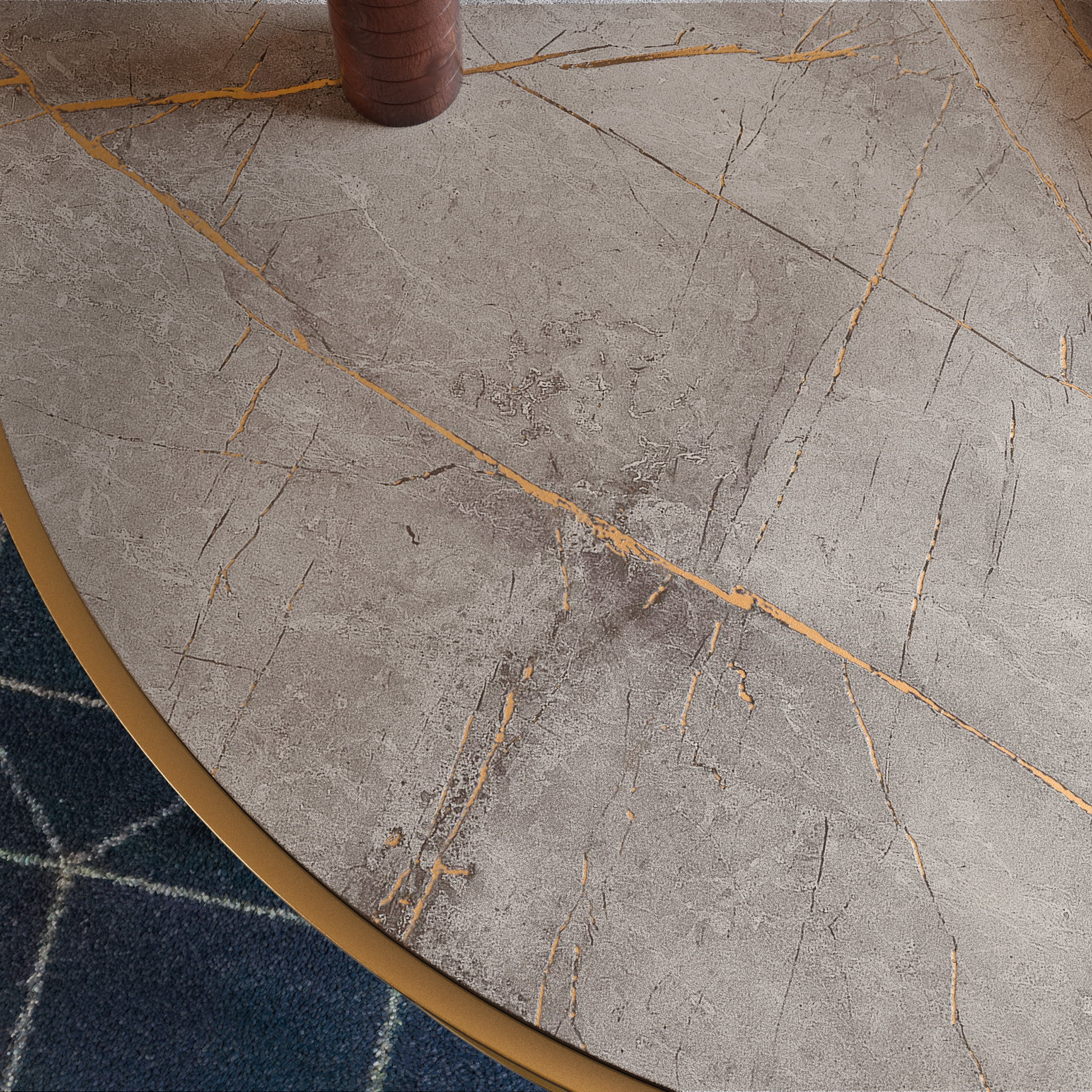 Sauder International Lux Metal Frame Round Coffee Table, Gold Satin Finish - Image 7