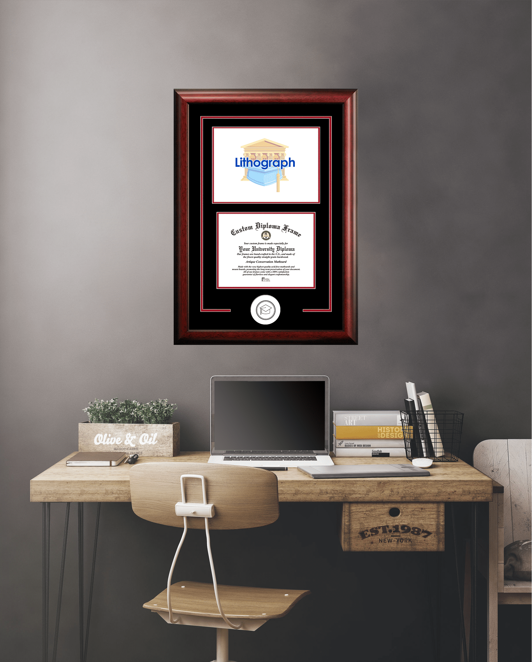 Campus Images GA974SG-1714 14 x 17 in. Georgia Institute of Technology Yellow Jackets Spirit Graduate Satin Mahogany Frame - Image 4