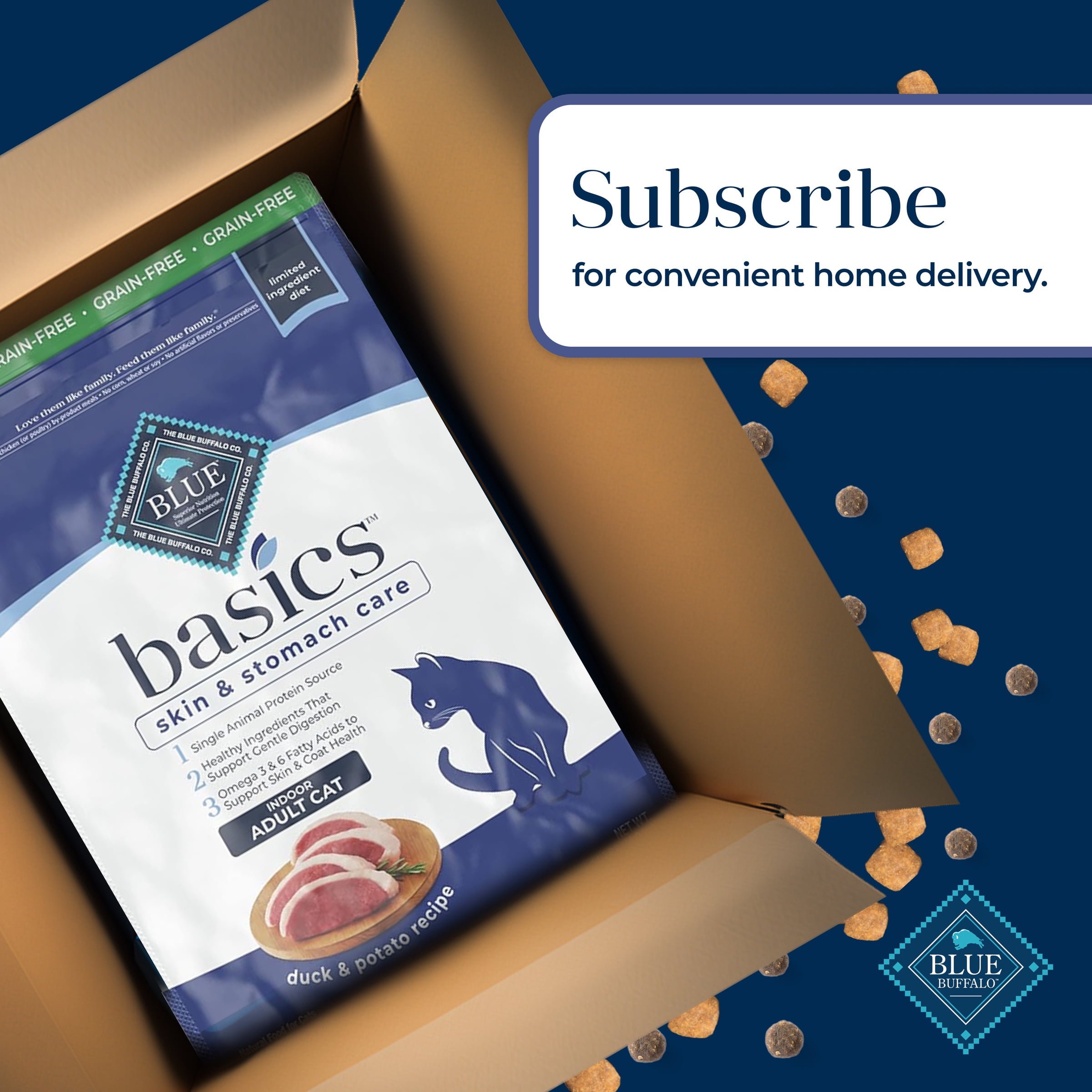 Blue Buffalo Basics Grain-Free Dry Cat Food Skin & Stomach Care, Duck & Potato, 11-lb. Bag - Image 7