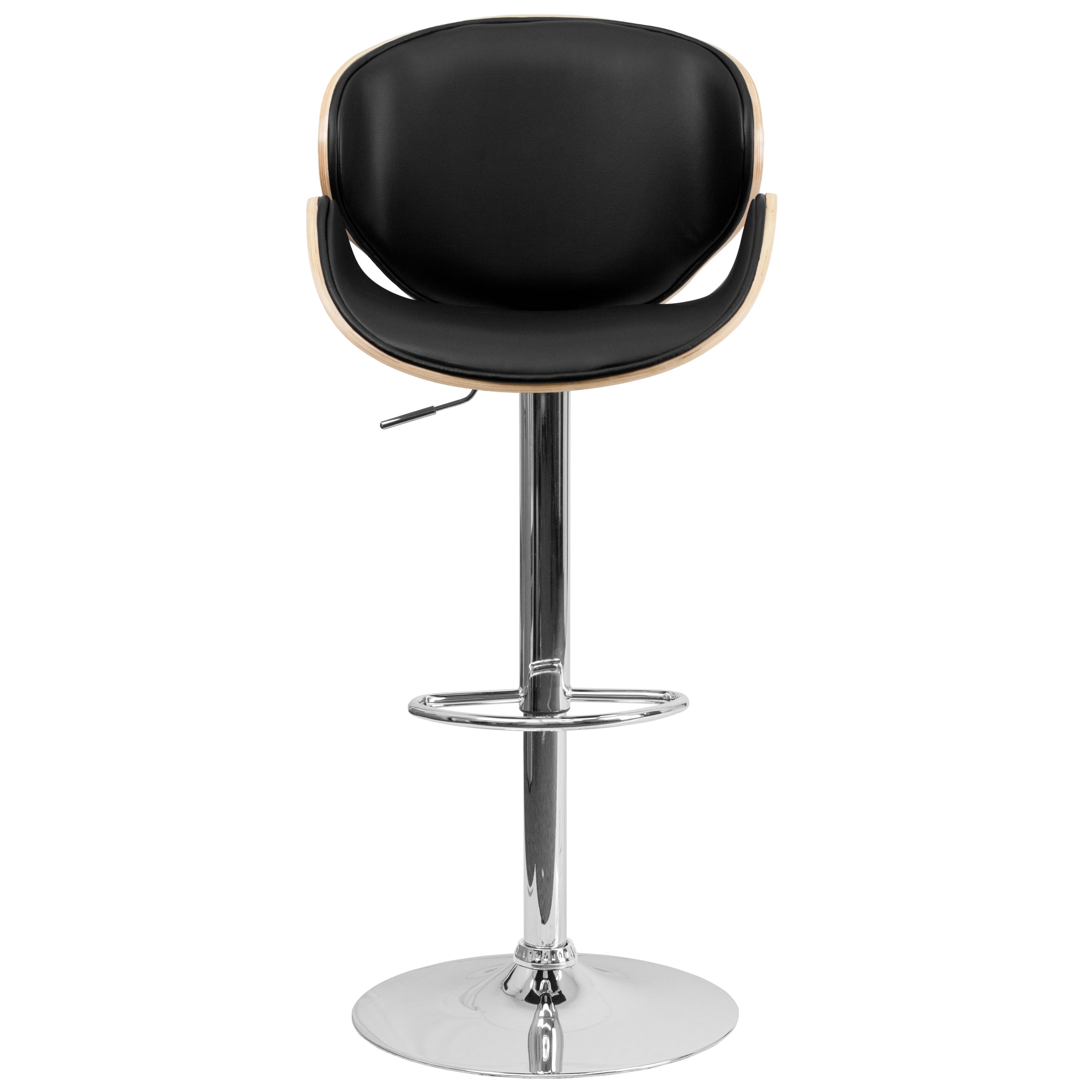 Flash Furniture Farley Beech Bentwood Adjustable Height Barstool with Curved Back and Black Vinyl Seat - Image 5