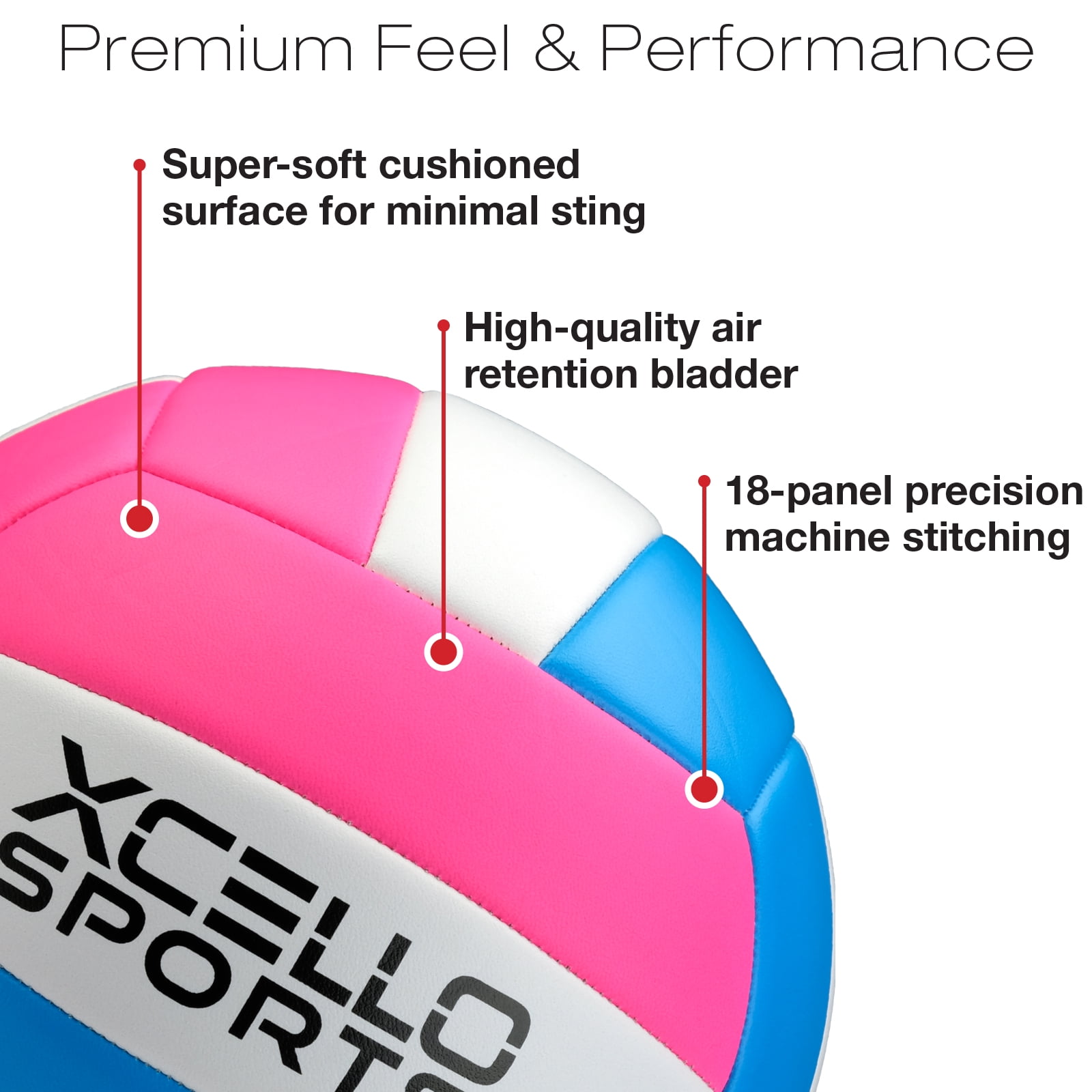Xcello Sports Youth Volleyball Assorted Graphics with Pump, Official Size and Weight, Blue/Pink, Blue/Silver (Pack of 6) - Image 4