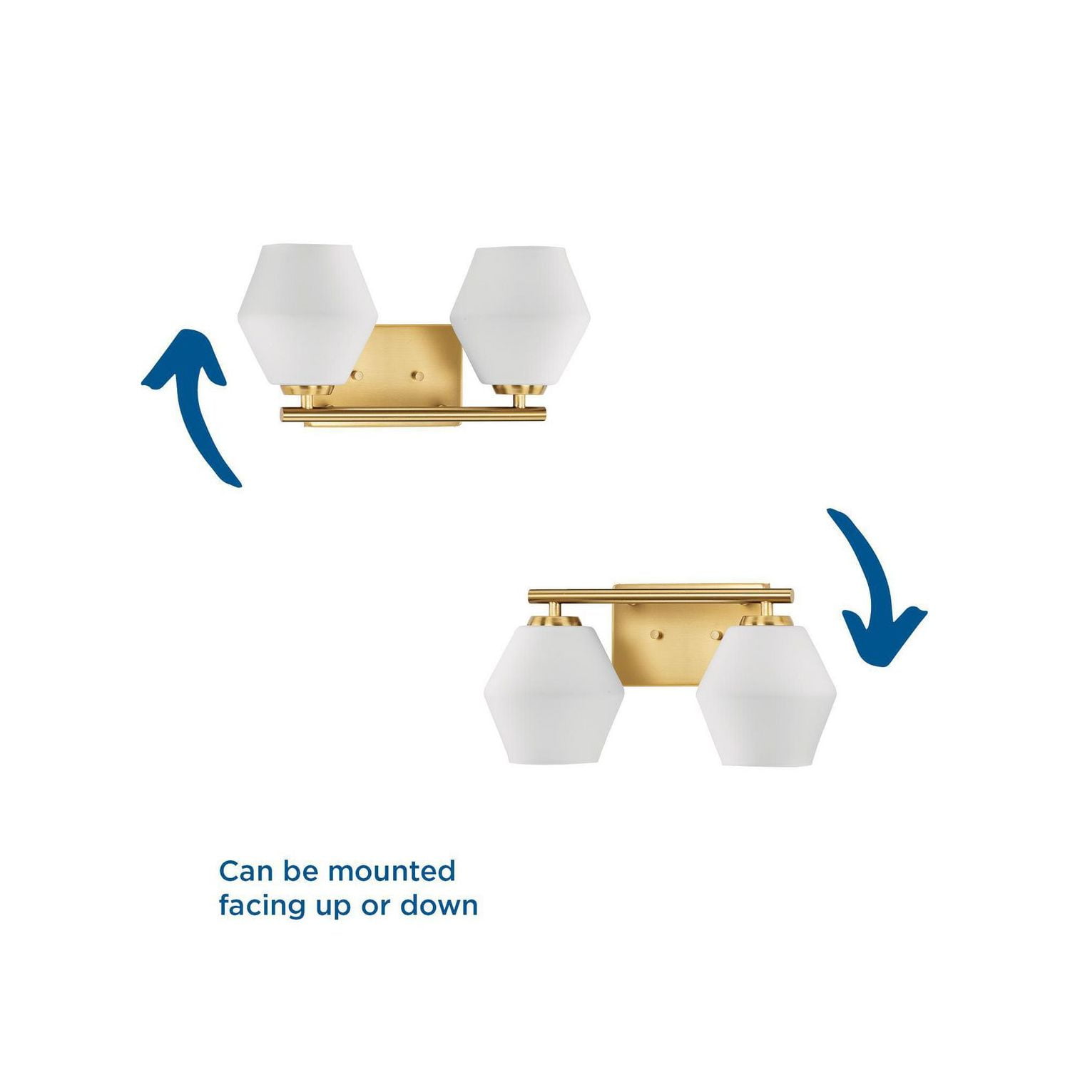 Copeland Collection Two-Light Brushed Gold Vanity Mid-Century Modern Vanity Light - Image 2