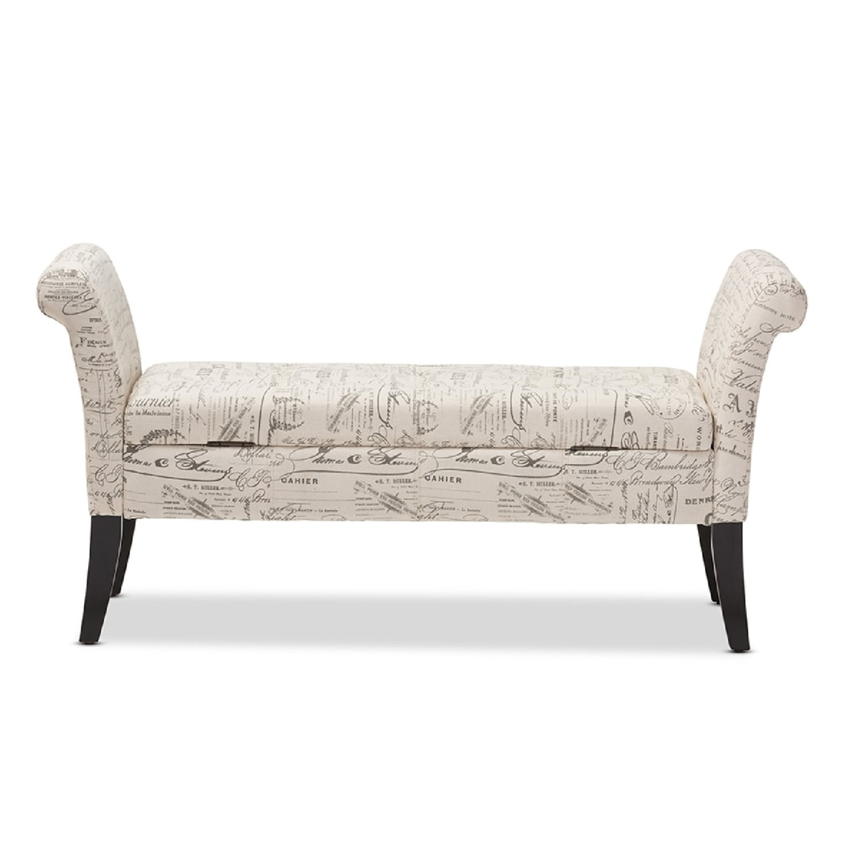Baxton Studio Avignon Script-Patterned French Laundry Fabric Storage Ottoman Bench - Image 2