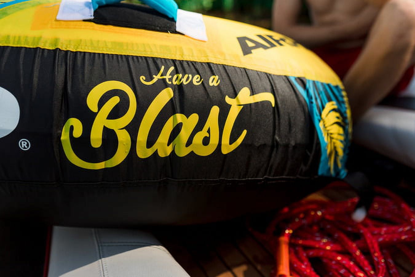 Airhead Blast Towable Tube for Boating, Heavy-Duty Nylon, Blue/Yellow - Image 11