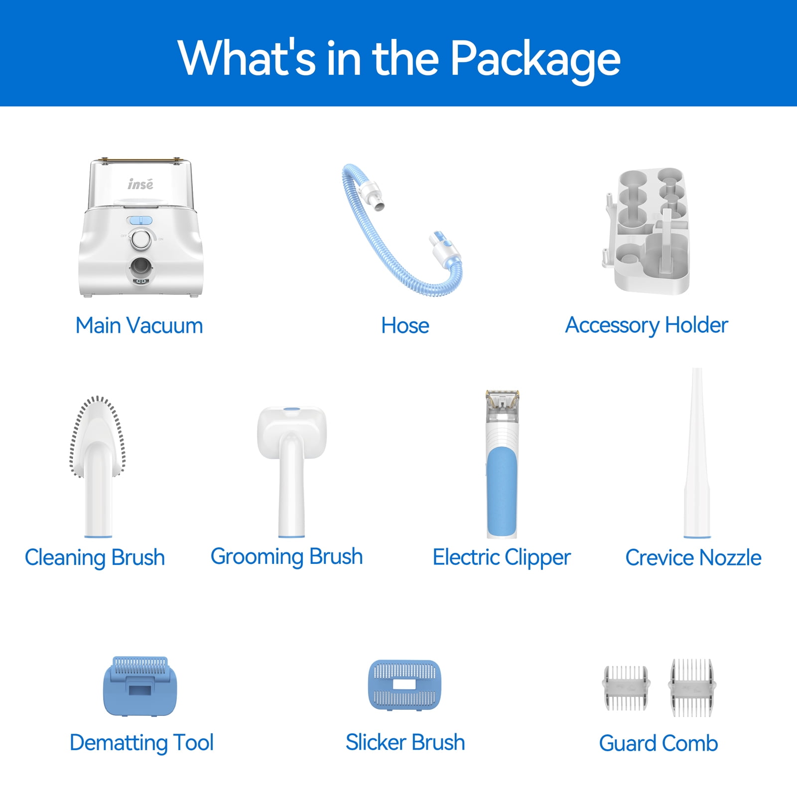 INSE Grooming Vaccum, 4.5L Large Capacity Pet Grooming Kit & 5-in-1 Ultra-Low Noise Pet Grooming Vacu for Dog, Cat - Image 2