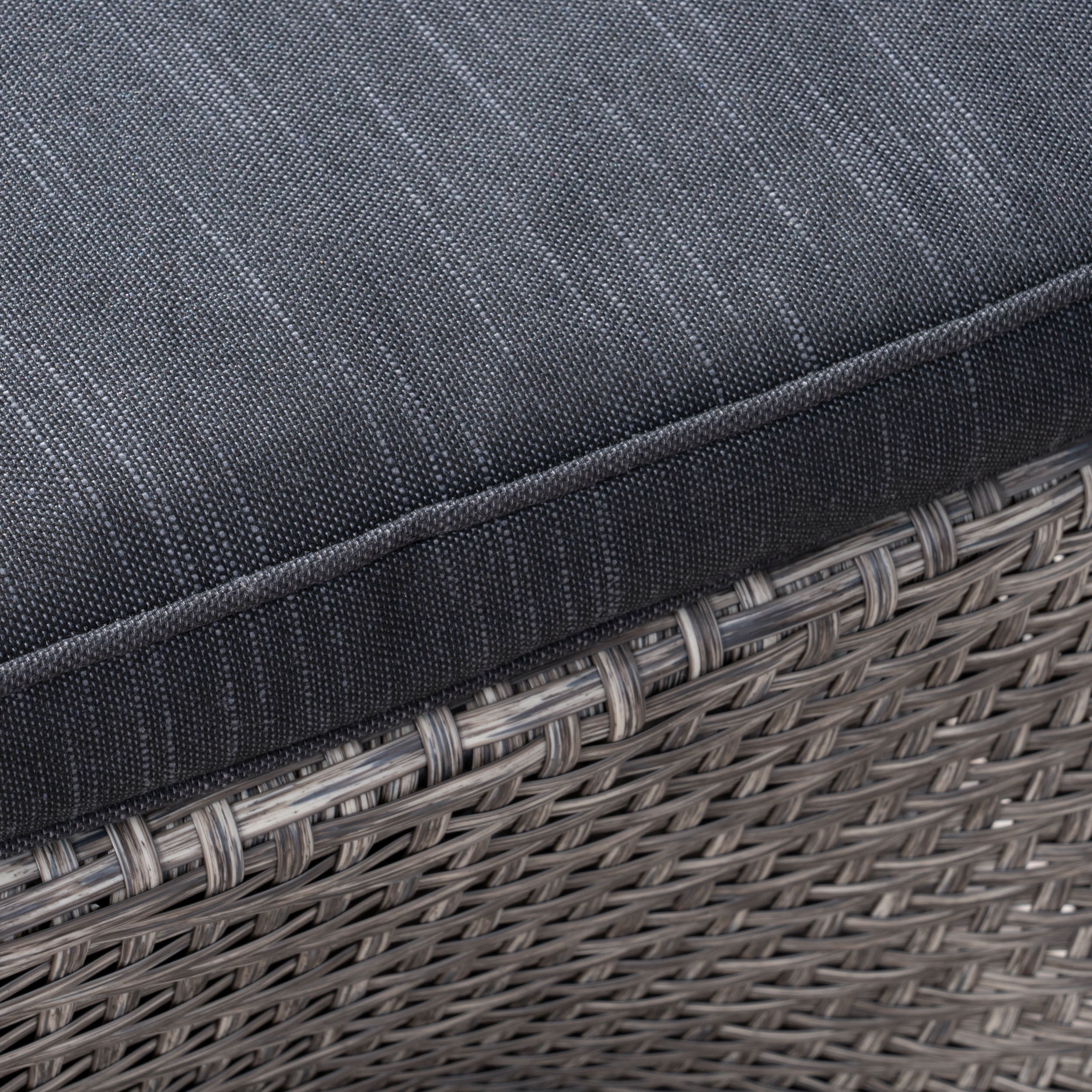 Noble House Larchmont Handcrafted Wicker Swivel Chairs with Cushions, Black/Grey Mist (Set of 2) - Image 2