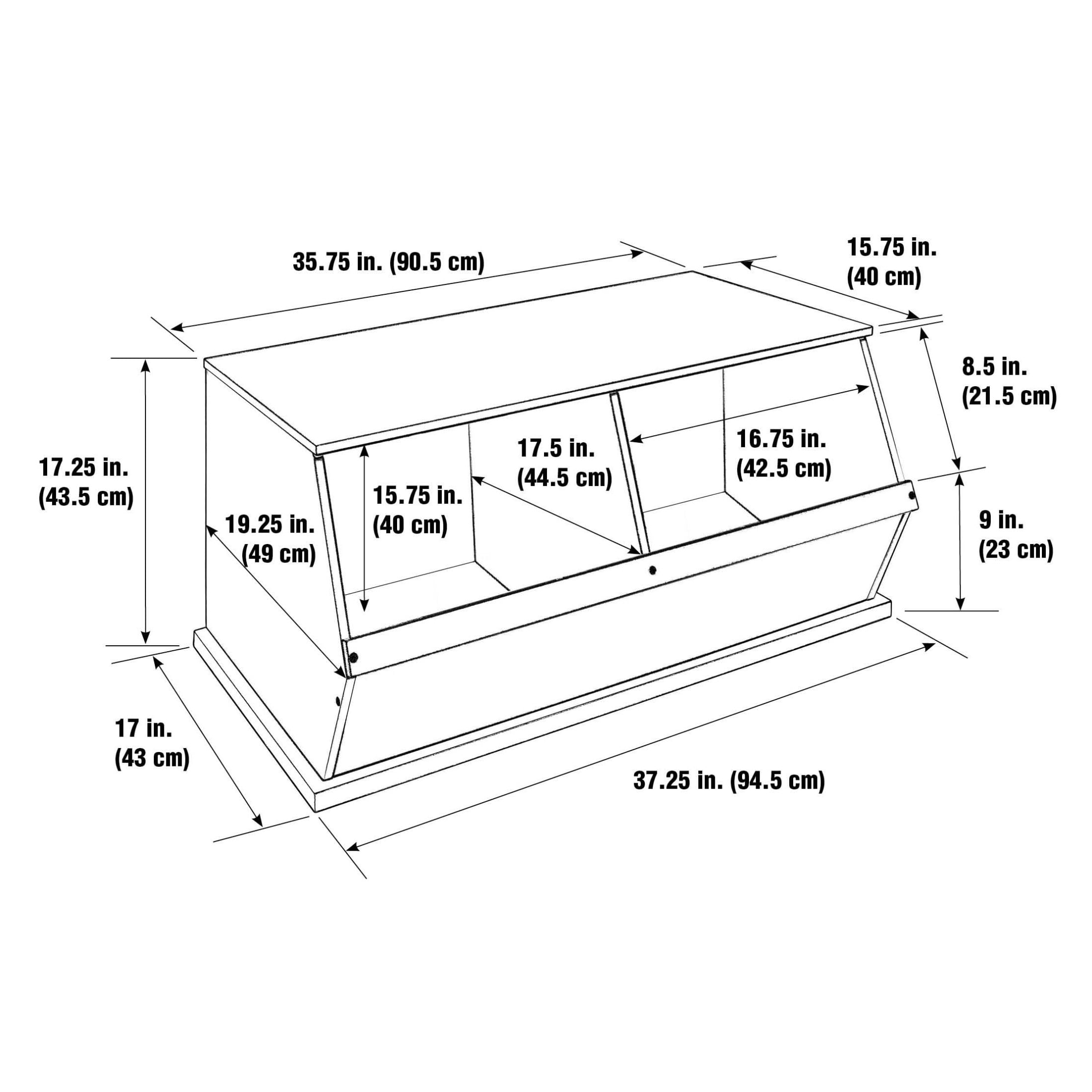 Badger Basket Children's 2-Bin Stackable Wooden Storage Cubby 5.3 Cu ft. – Red - Image 4