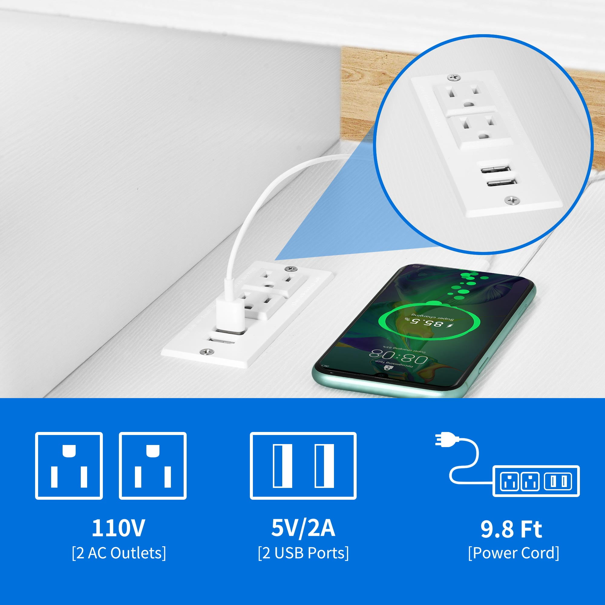 Dextrus Modern LED Coffee Table, White Coffee Table with Storage, Large Living Room Center Tables, 2 Tiers and 2 Drawers - Image 8