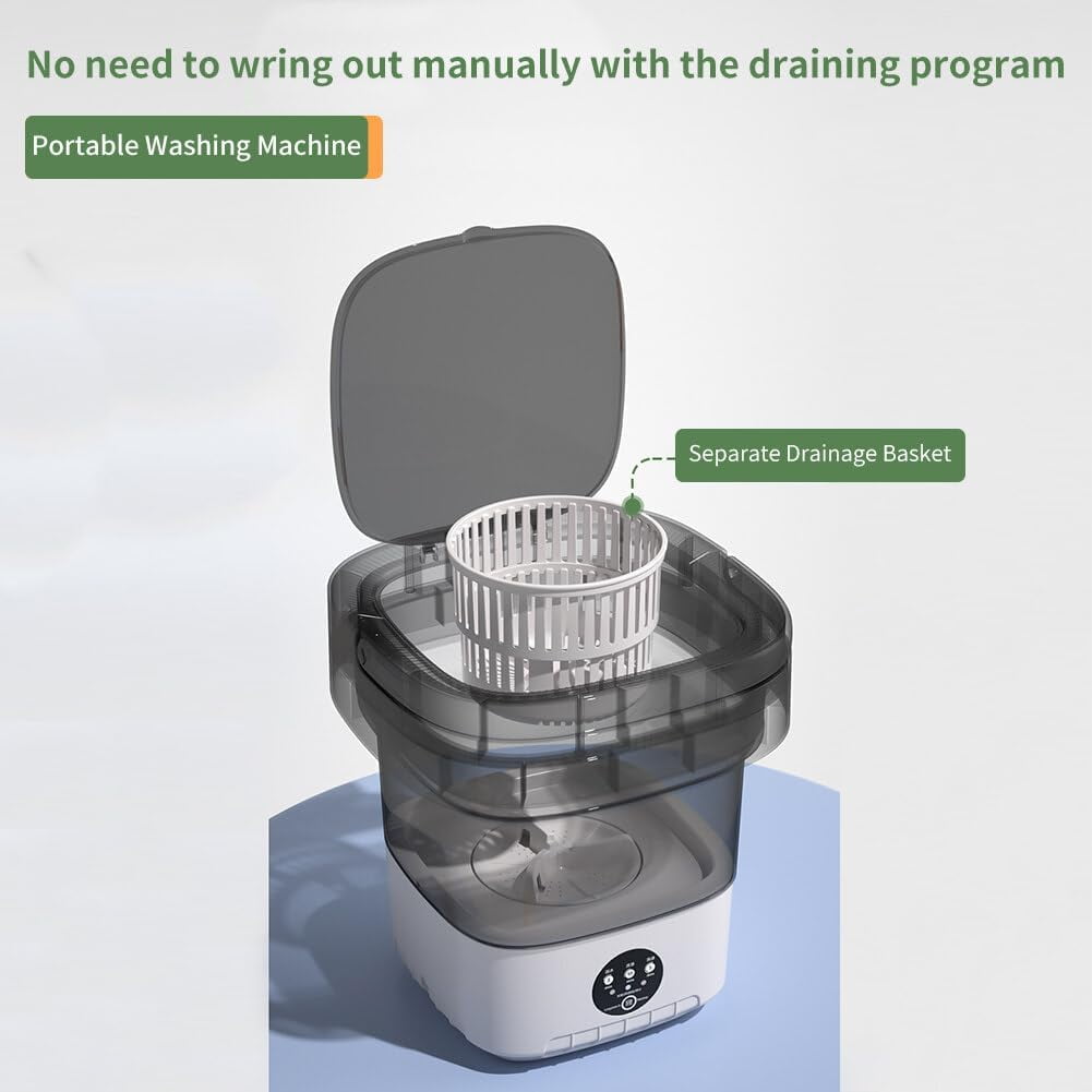Daretodo Portable Washing Machine, 13L High-Capacity for Underwear, Baby Clothes and Socks,Complimentary drain basket and drain pipe,for family, apartment, travel, dormitory - Image 11