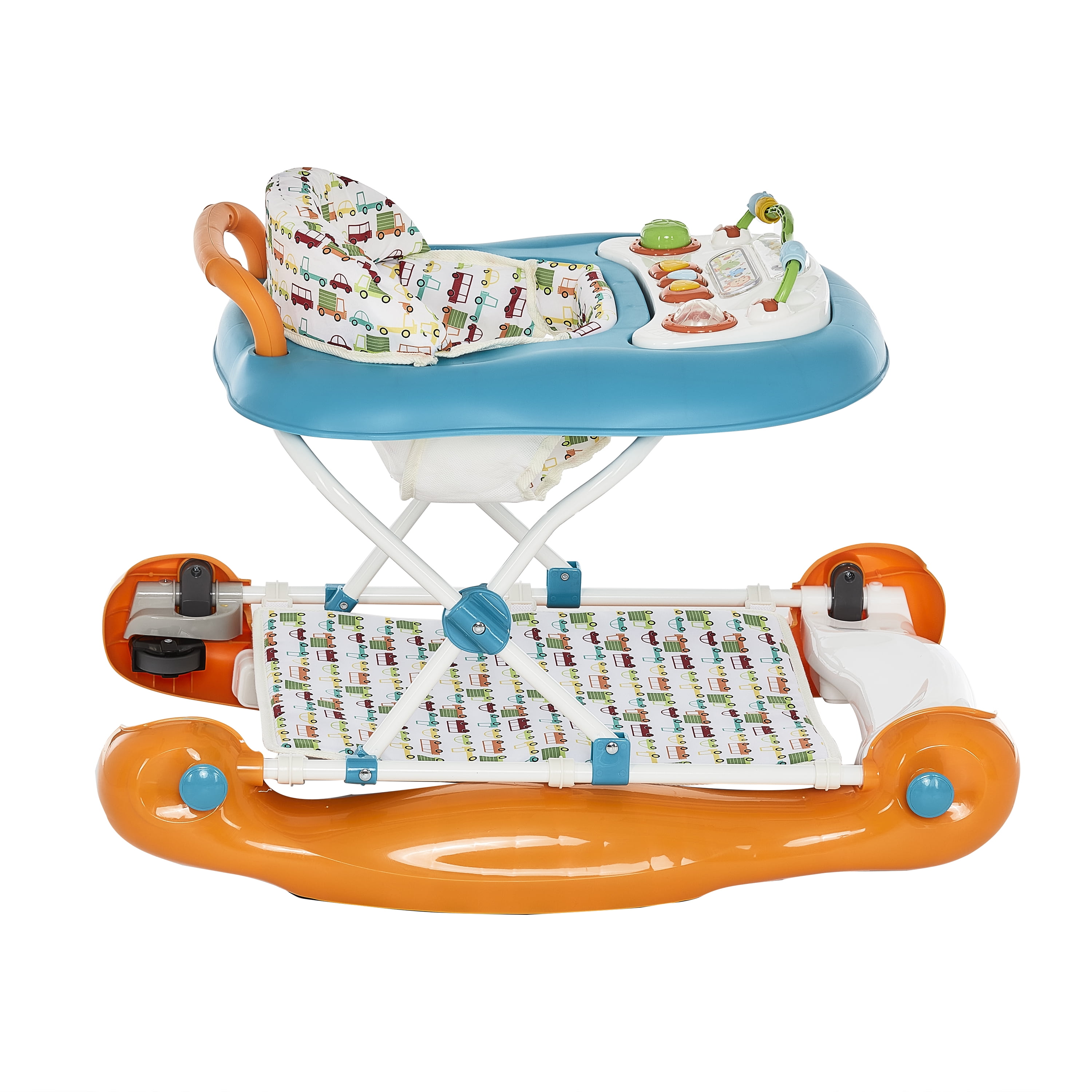 Dream On Me Go-Getter Baby Walker and Walk Behind Walker, Adjustable Seat Height, Comfortable Padded Seat, Easy to Fold, Pack and Store, Detachable Fun Tray, Orange Walker Orange - Image 4