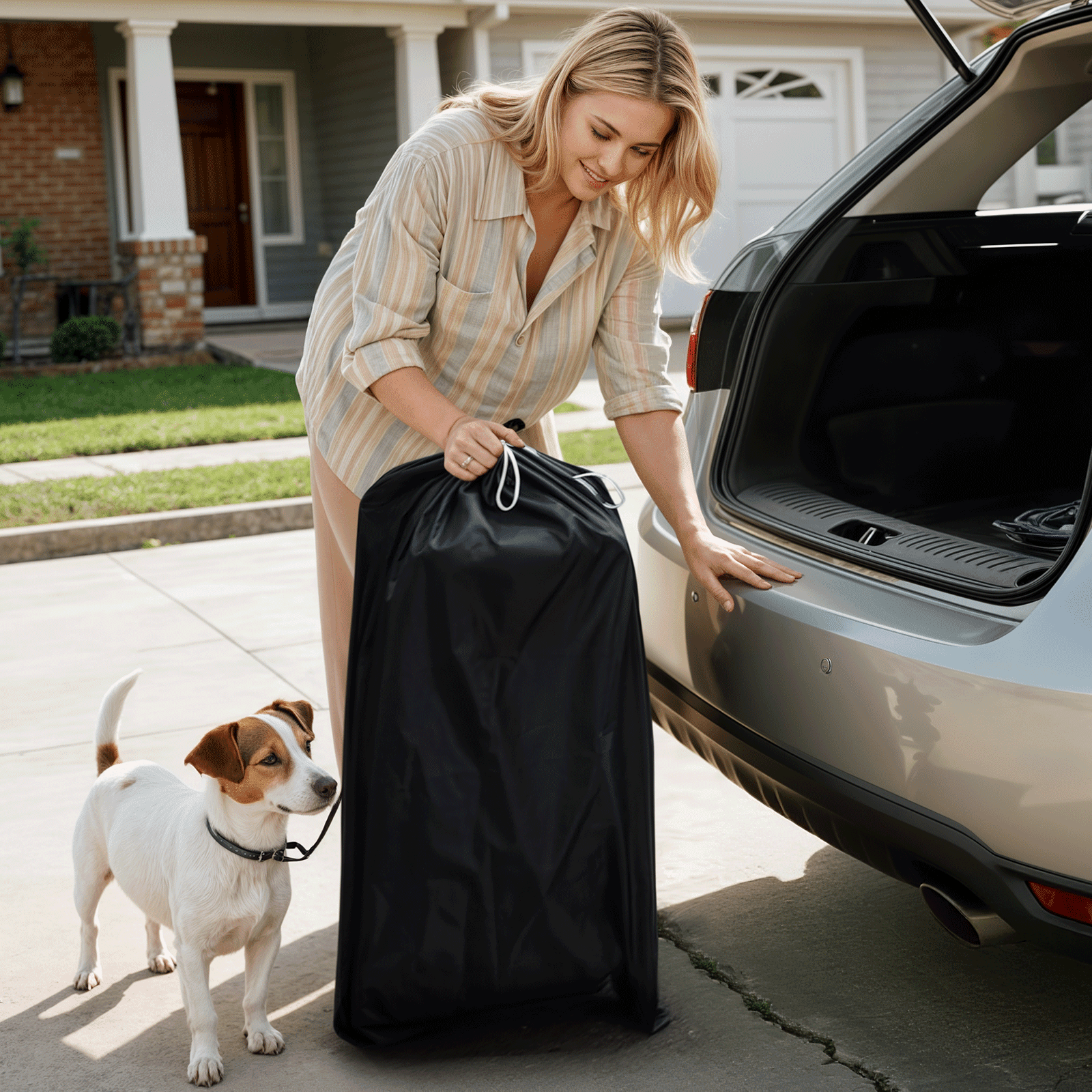 MoNiBloom 3 Wheel Folding Pet Dog Stroller, Foldable Lightweight Trolley with Storage Basket, Cup Holder and 360° Rotating Front Wheel for Small Medium Dogs, Navy Blue - Image 5