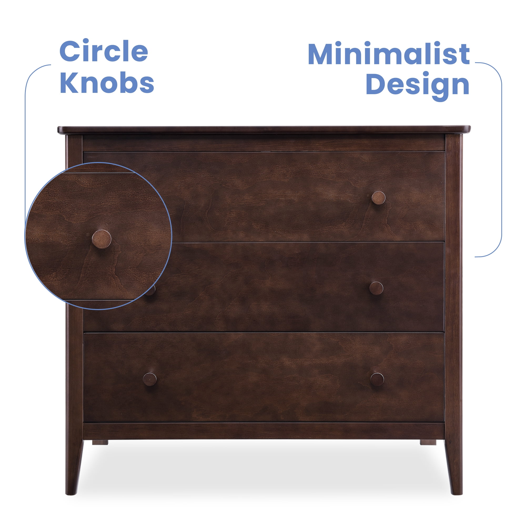 Delta Children Casey 3 Drawer Dresser, Walnut Espresso - Image 7