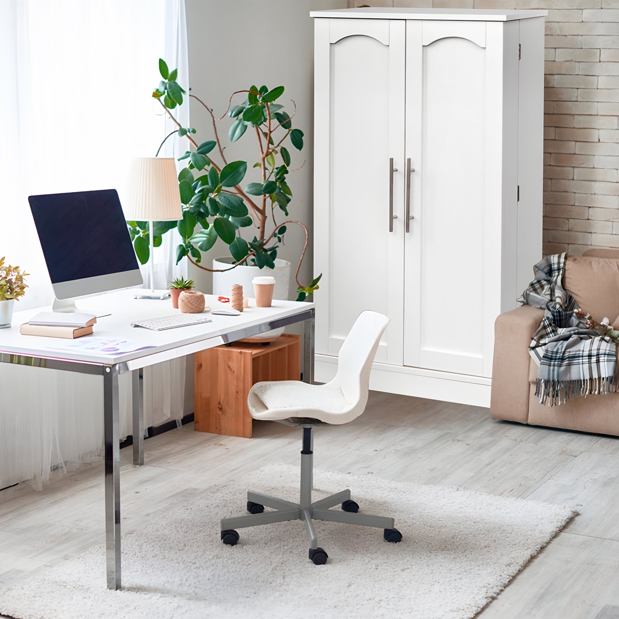 SUGIFT 41" White Kitchen Pantry Storage Freestanding Buffet Cupboards with Doors & Adjustable Shelves Pantry Organizers for Living Room and Dinning Room - Image 6