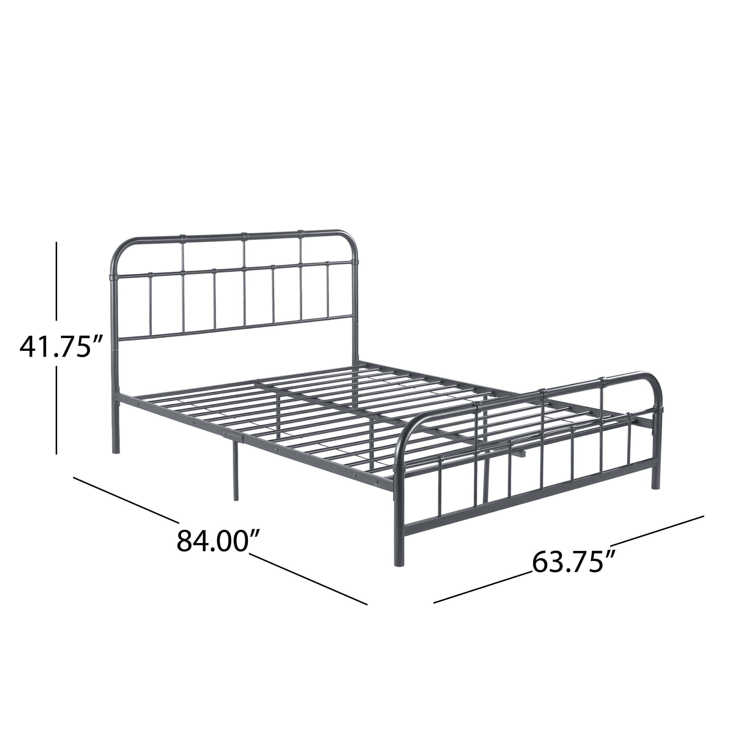 Noble House Khari Industrial Style Queen-Size Iron Minimal Bed Frame, Charcoal Gray - Image 5
