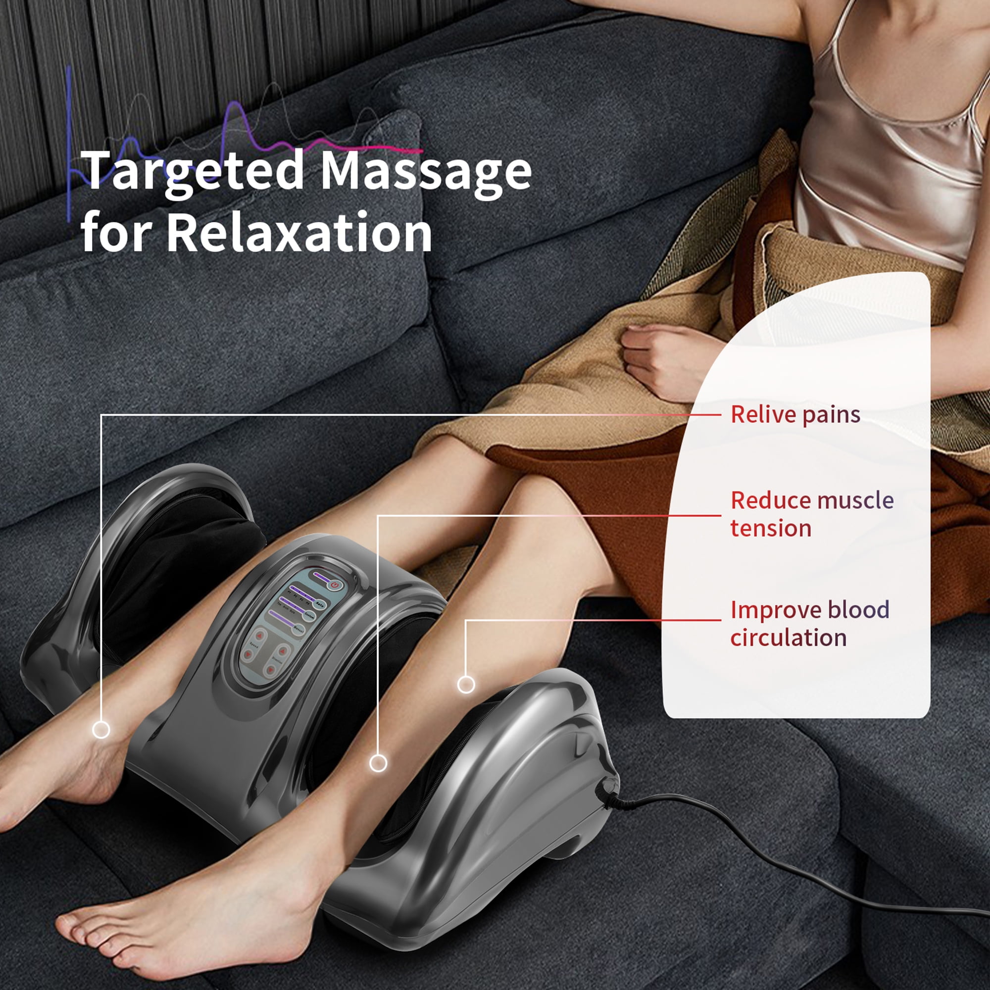 Gymax Rolling Foot Massager Shiatsu Foot Massage Machine w/ Remote Control Grey - Image 2