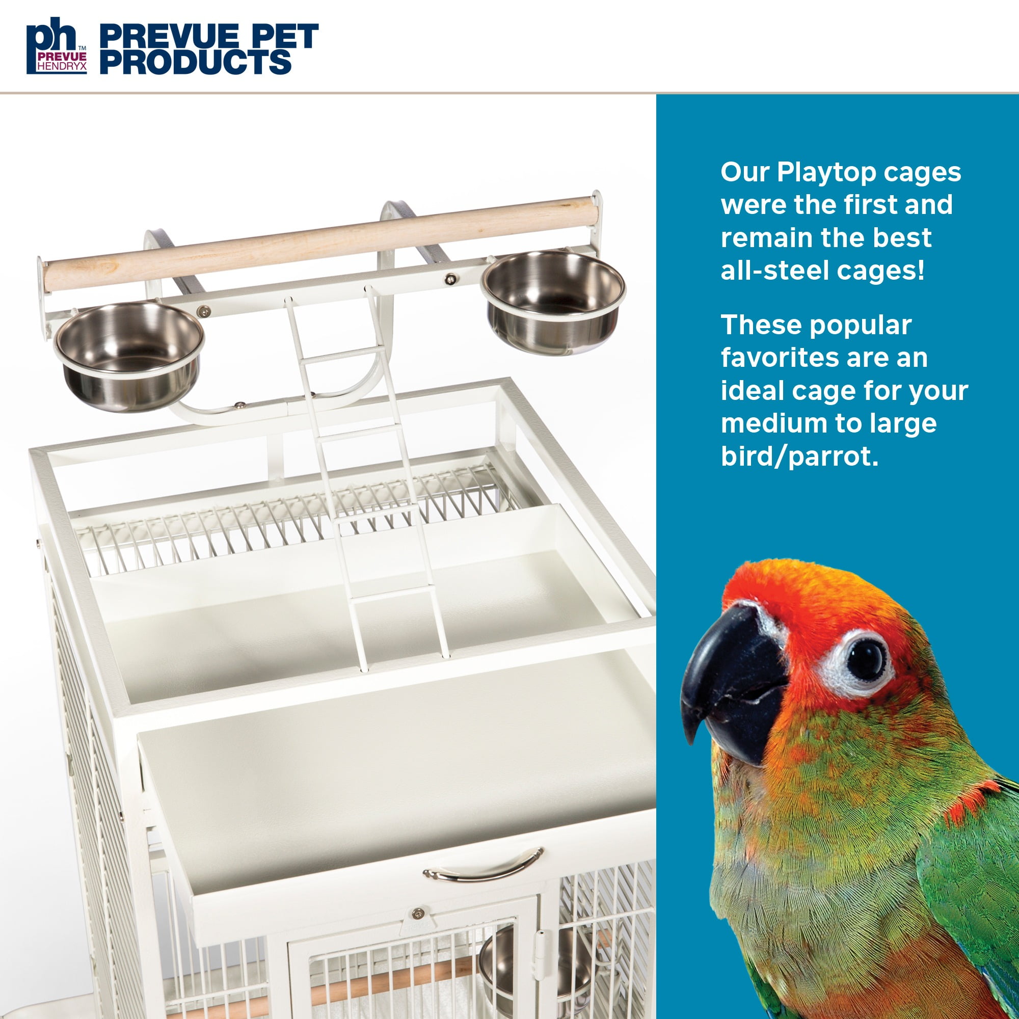Prevue Pet Products Select Wrought Iron Parrot Bird Cage 24x20x60", Chalk White - Image 18