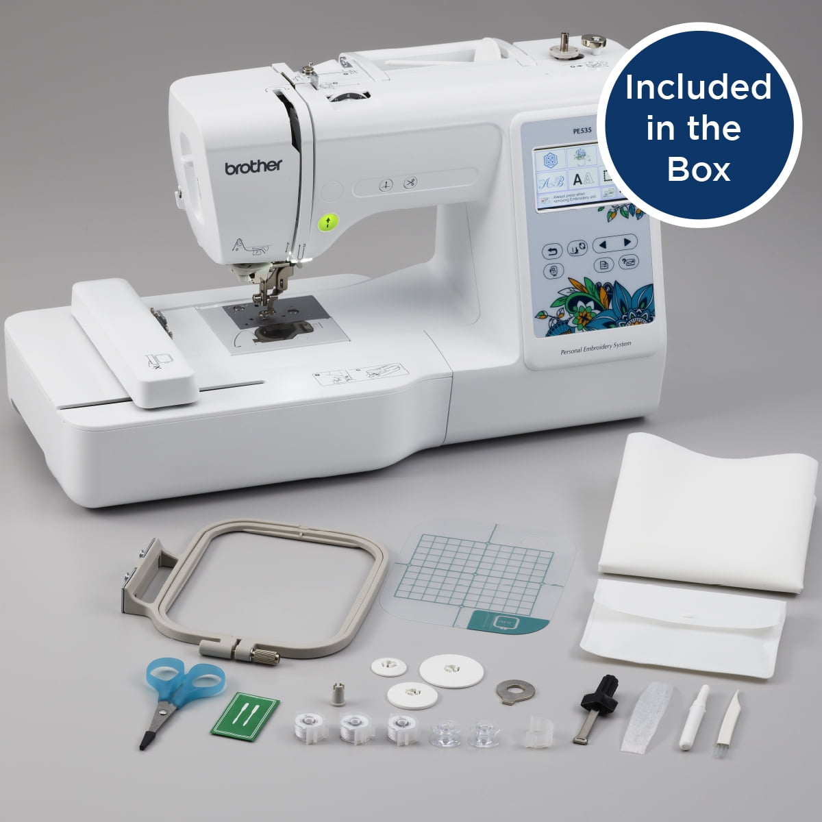 Brother Embroidery Machine, PE535, 80 Built-in Designs, 9 Font Styles, 4" x 4" Embroidery Area, 3.2in LCD Touchscreen, USB - Image 3