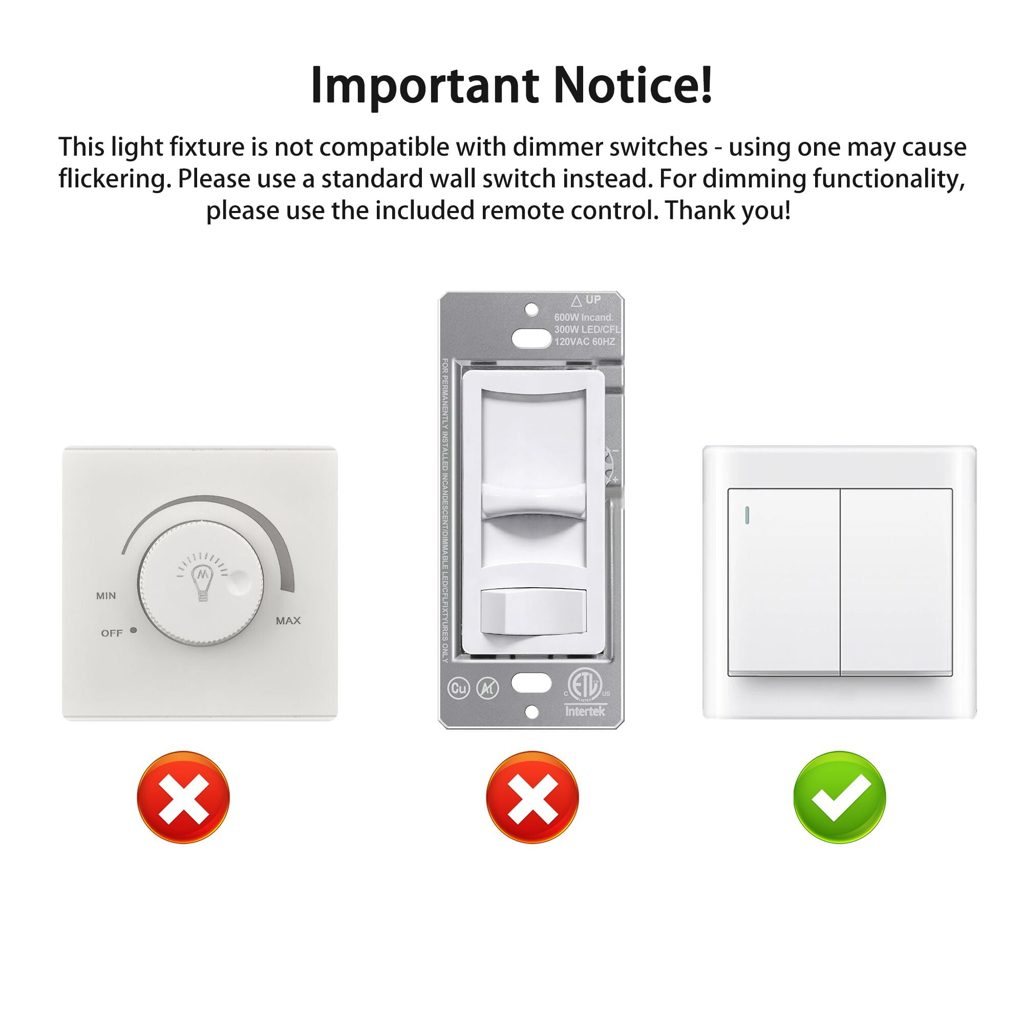 Garwarm Modern White Ceiling Light, Dimmable LED Flush Mount Light, Remote Control Lamp for Living Room Dining Bedroom Kitchen - Image 4