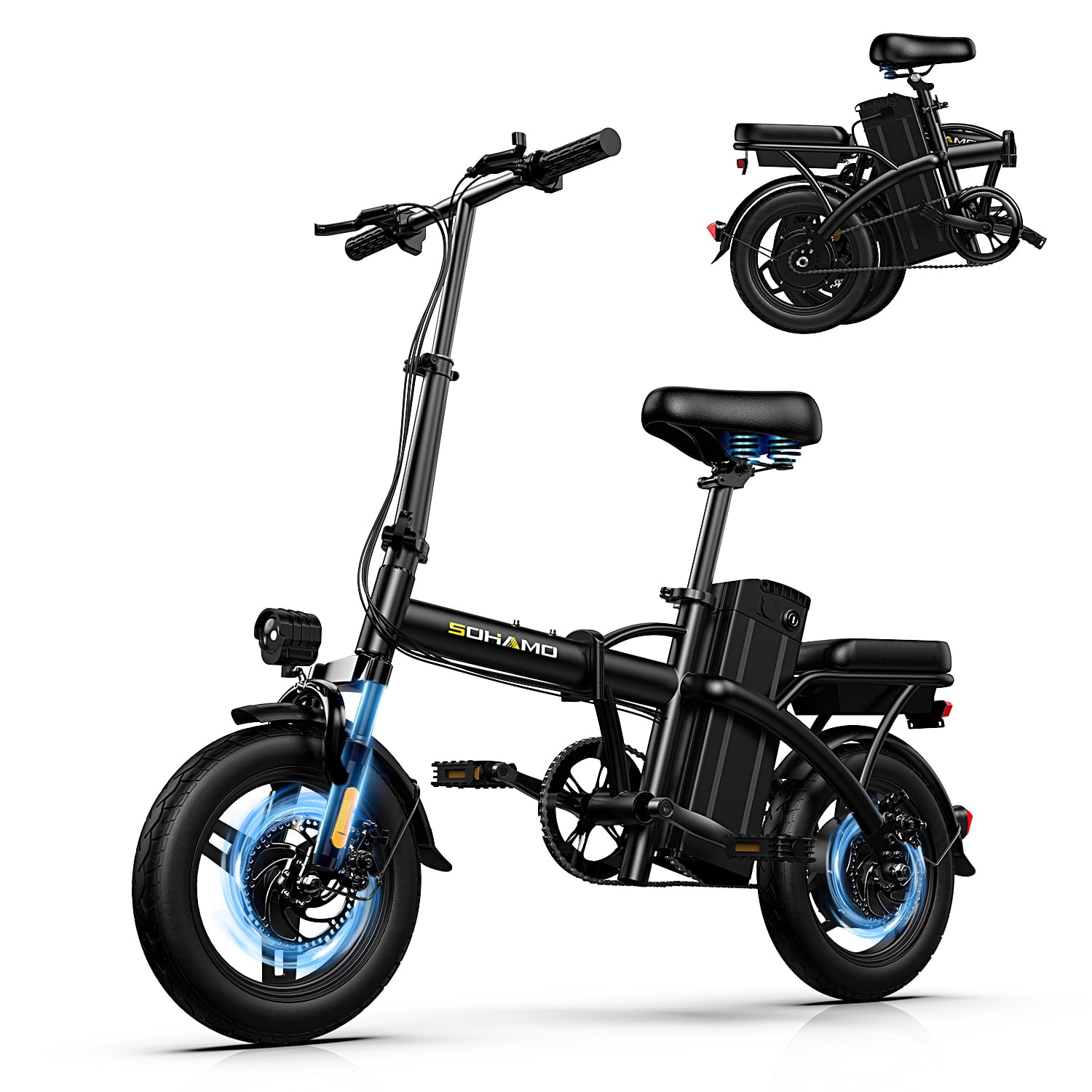 Sohamo 36V 10Ah Foldable Electric Bike w/Throttle, 400W Motor Electric Motorcycle for Adults, Mini Ebike for Teens and Adults over 14 years of age - Image 2