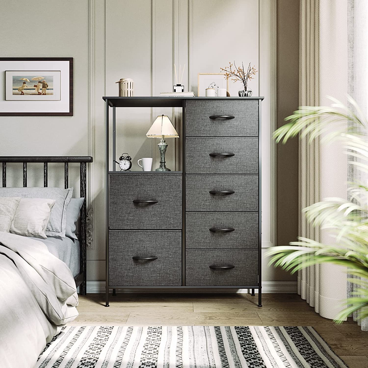 DEXTRUS 7-Drawer Fabric Dresser for Bedroom, Storage with Steel Frame & Wooden Top, Light Gray - Image 8