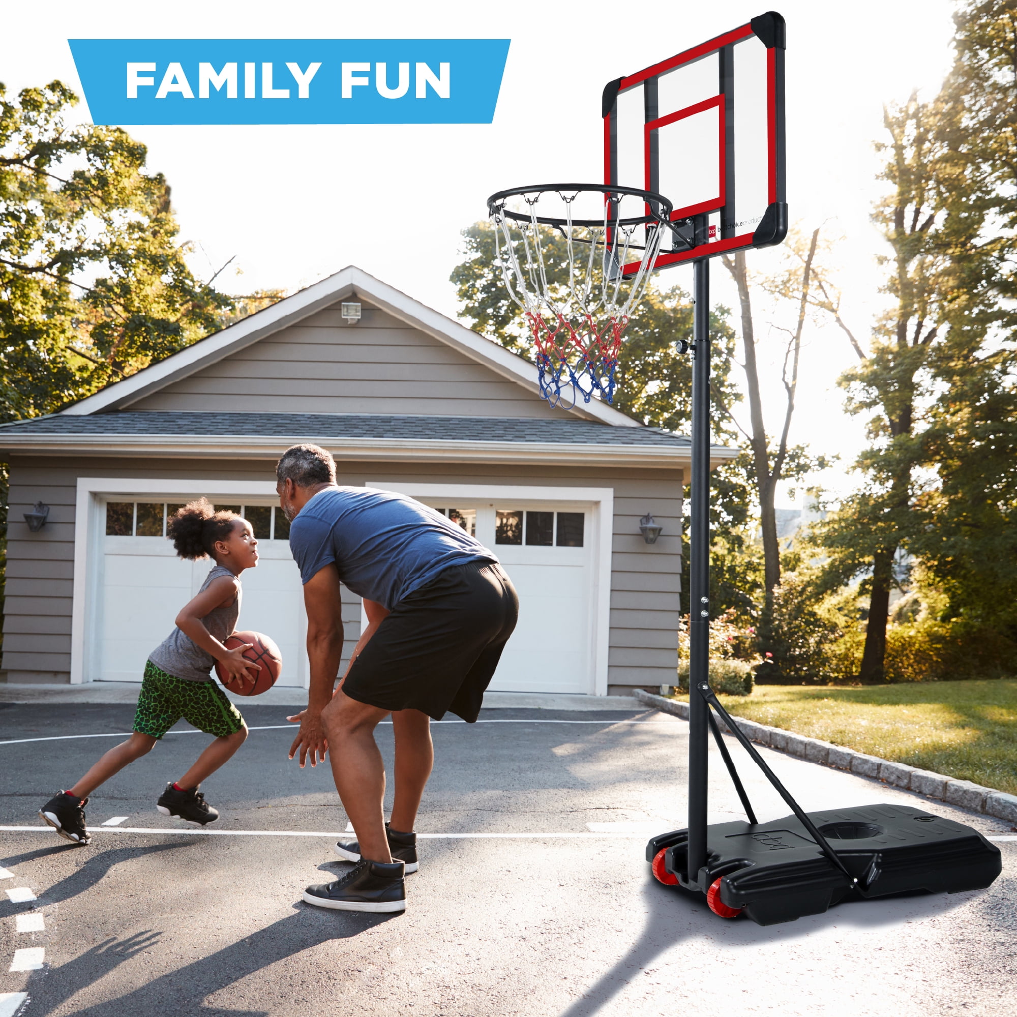 Best Choice Products Kids Height-Adjustable Basketball Hoop, Portable Game w/ 2 Wheels, Square Backboard - Clear - Image 7
