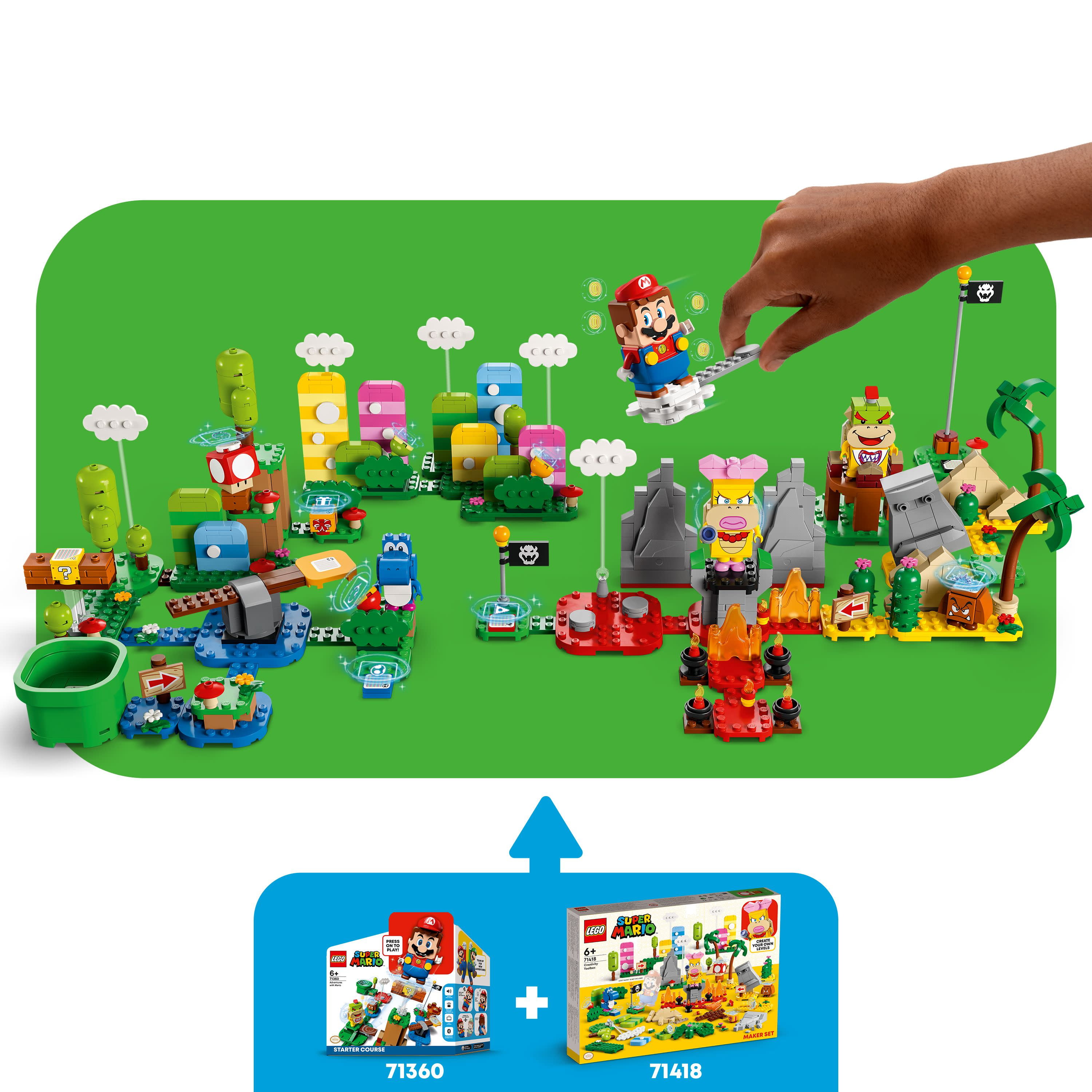 LEGO Super Mario Creativity Toolbox Maker Set 71418, Create Your Own Levels with Figures, Grass, Desert and Lava Builds, Starter Course Expansion, Toy Gift Idea for Kids 6 Plus - Image 2