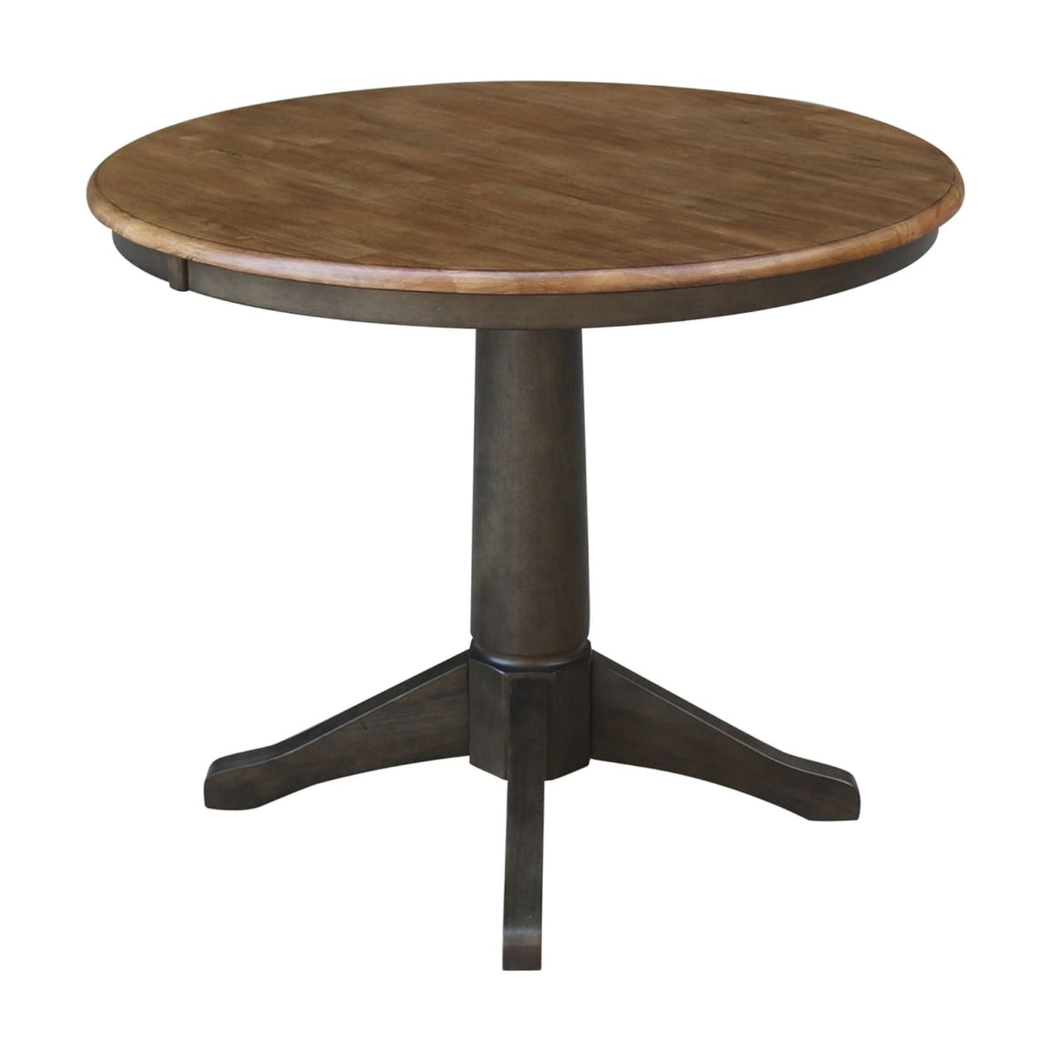 30" Round Top Solid Wood Pedestal Table in Hickory/Washed Coal - Dining Height - Image 2