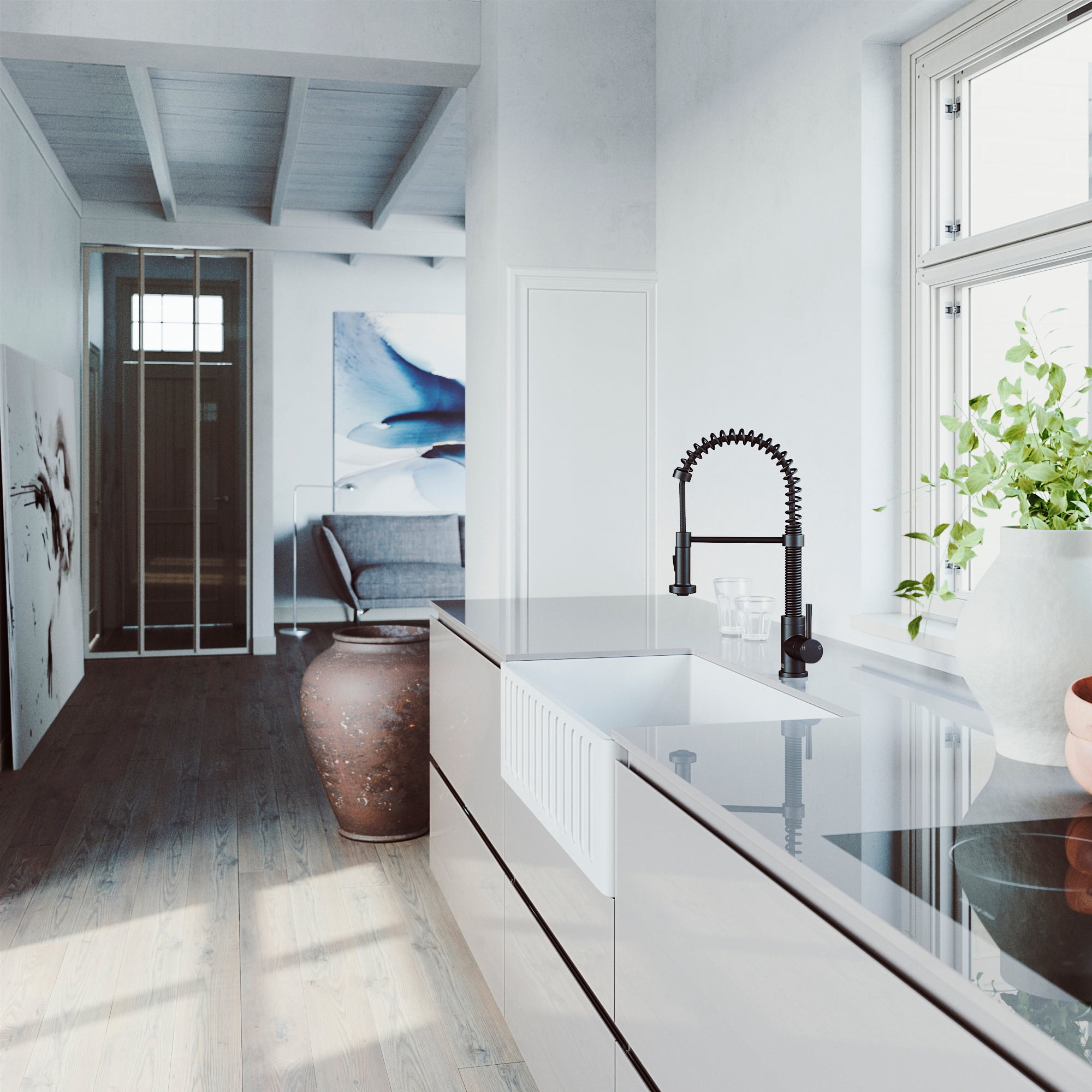 VIGO Industries VG02001MB 1 Handle Pull-Down Spray Kitchen Faucet Matte Black - Image 2