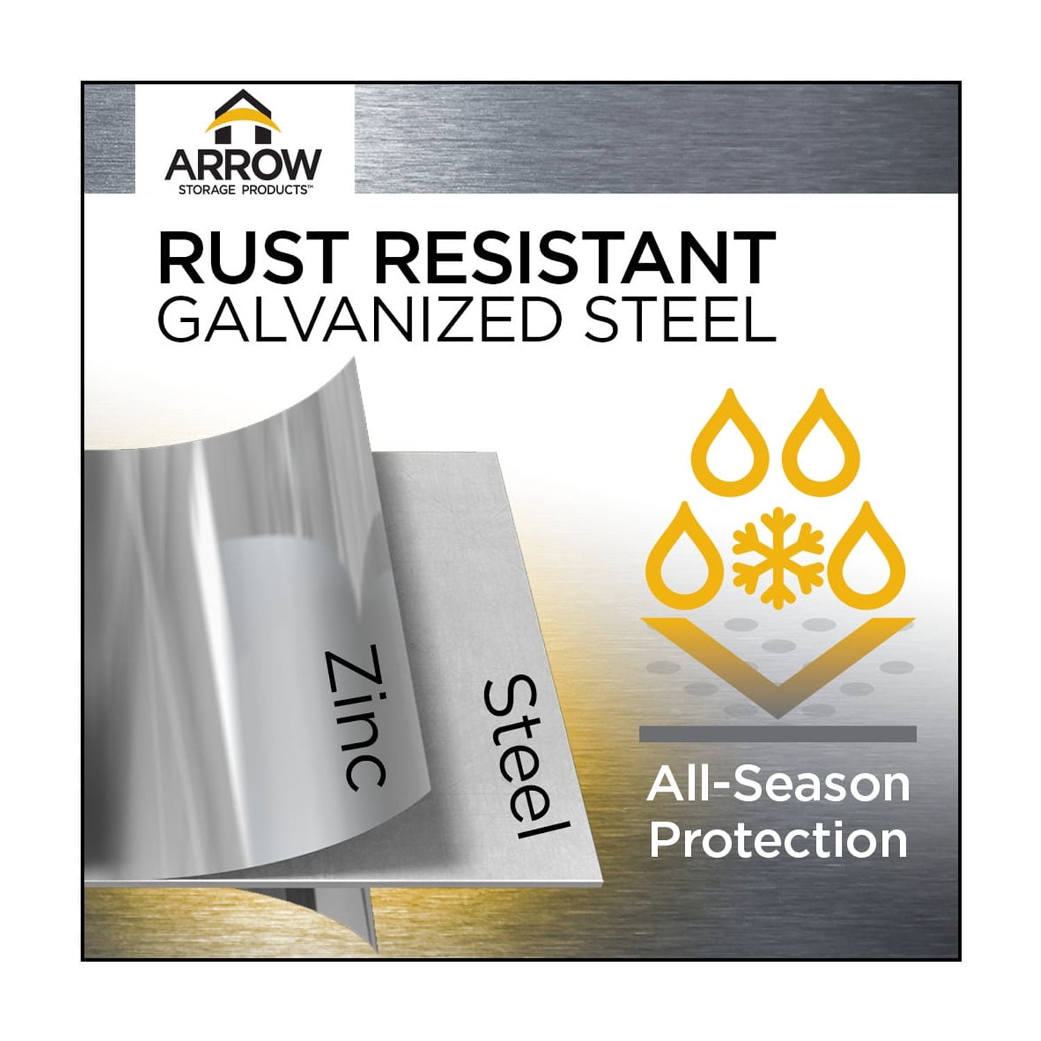 Arrow Select 8 x 4 x 6 ft Flute Grey Steel Storage Shed - Image 14