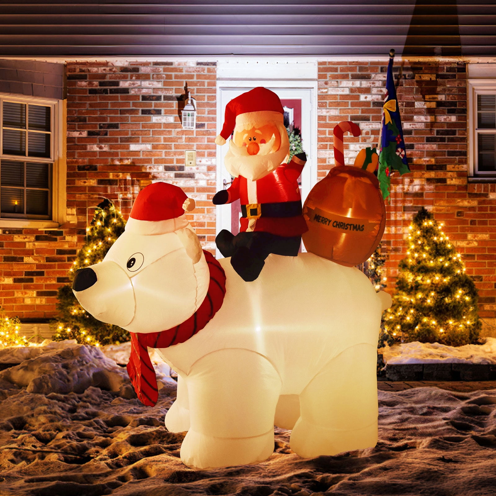 Outdoor Polar Bear Santa Bearing Gifts Blow Up Christmas Yard Inflatable, 6' - Image 2
