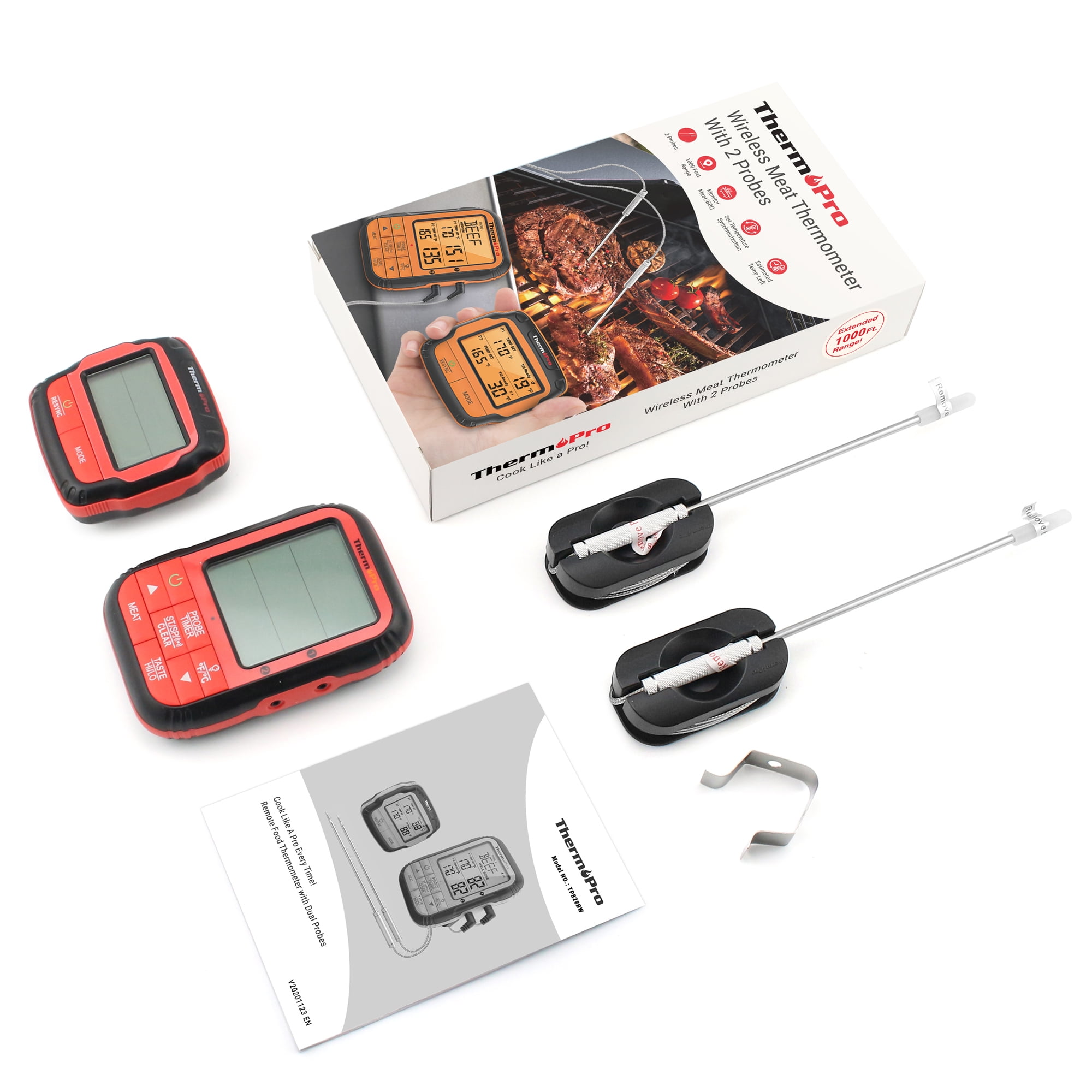 ThermoPro TP828BW 1000FT Wireless Meat Thermometer with Dual BBQ Probe, Grill Thermometer for Outside Grill, Meat Thermometer for Smoker Oven Grill - Image 8