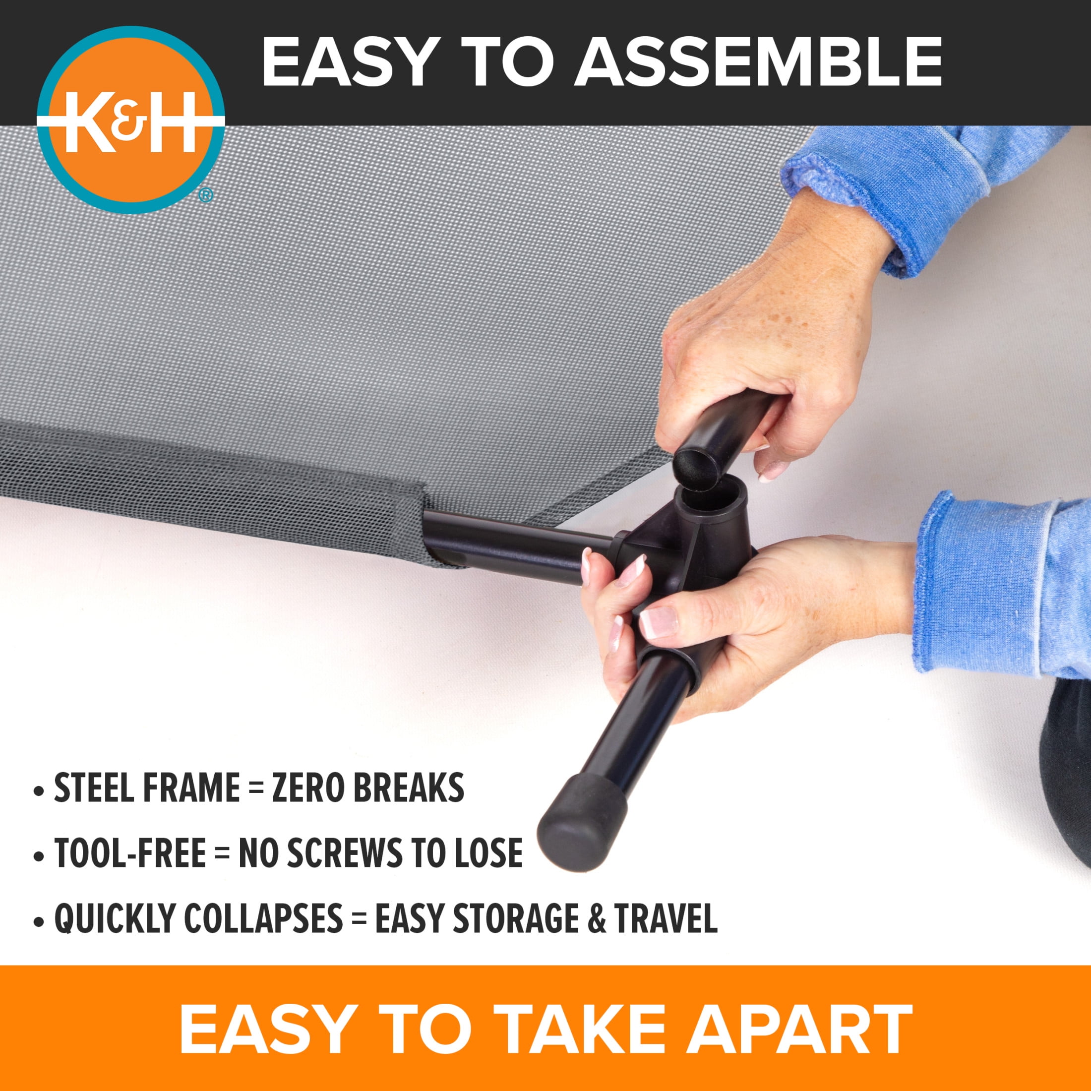 K&H Pet Products All Weather Elevated Outdoor Pet Cot Gray Large 42 X 30 X 7 Inches - Image 7