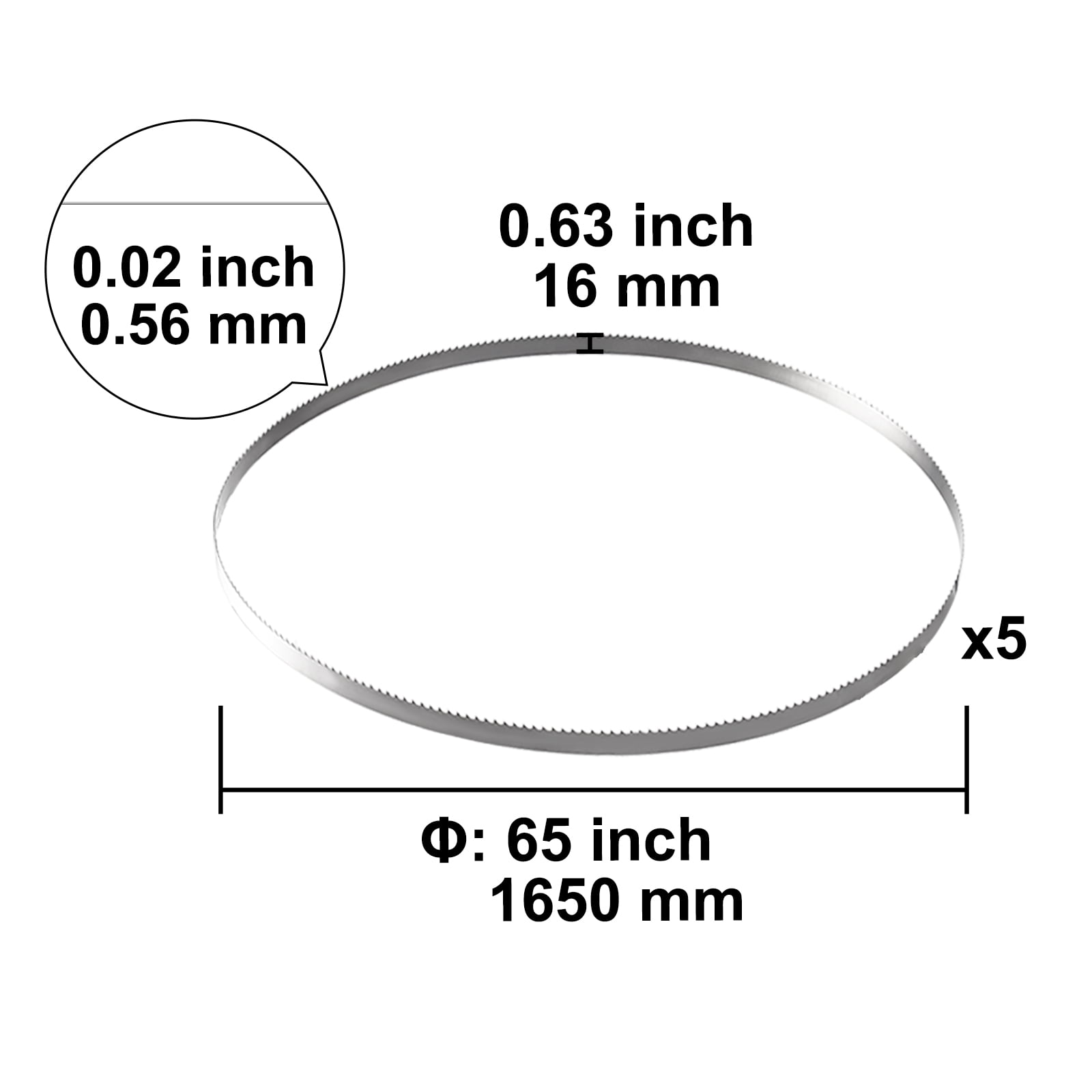 VEVOR Band Bone Saw Machine Blade for Cutting Meat Bone 65"x0.63"x0.02" Carbon Steel 5 PCS - Image 5