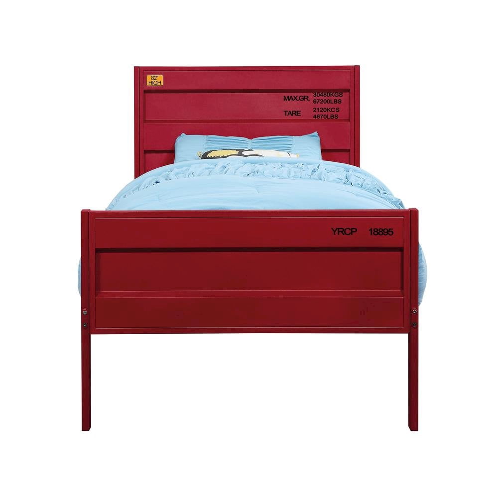 Acme Cargo Container Style Metal Twin Panel Bed in Red - Image 5