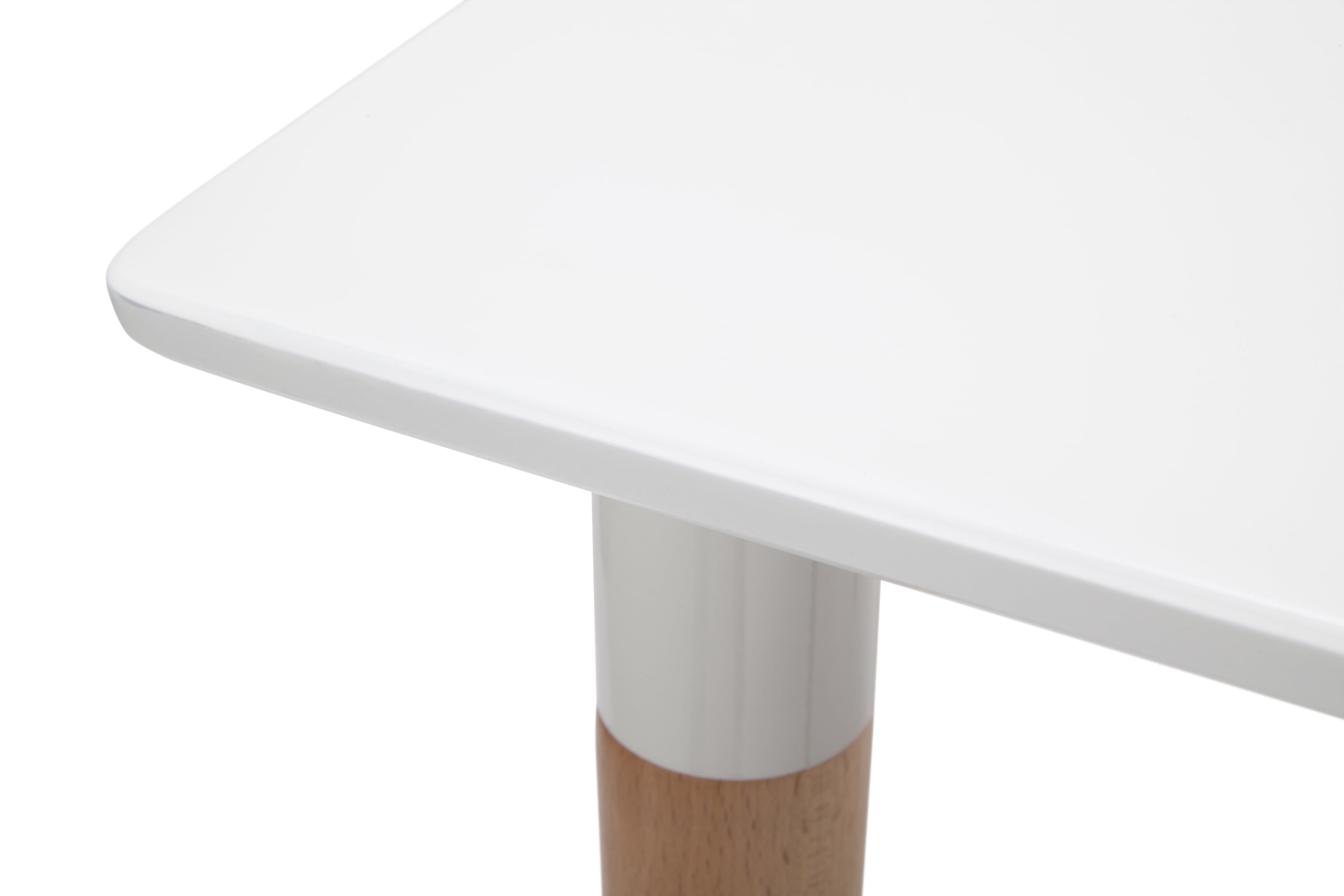 OFM Mid Century Modern 24" Square Dining Table, Solid Wood Legs, White - Image 3
