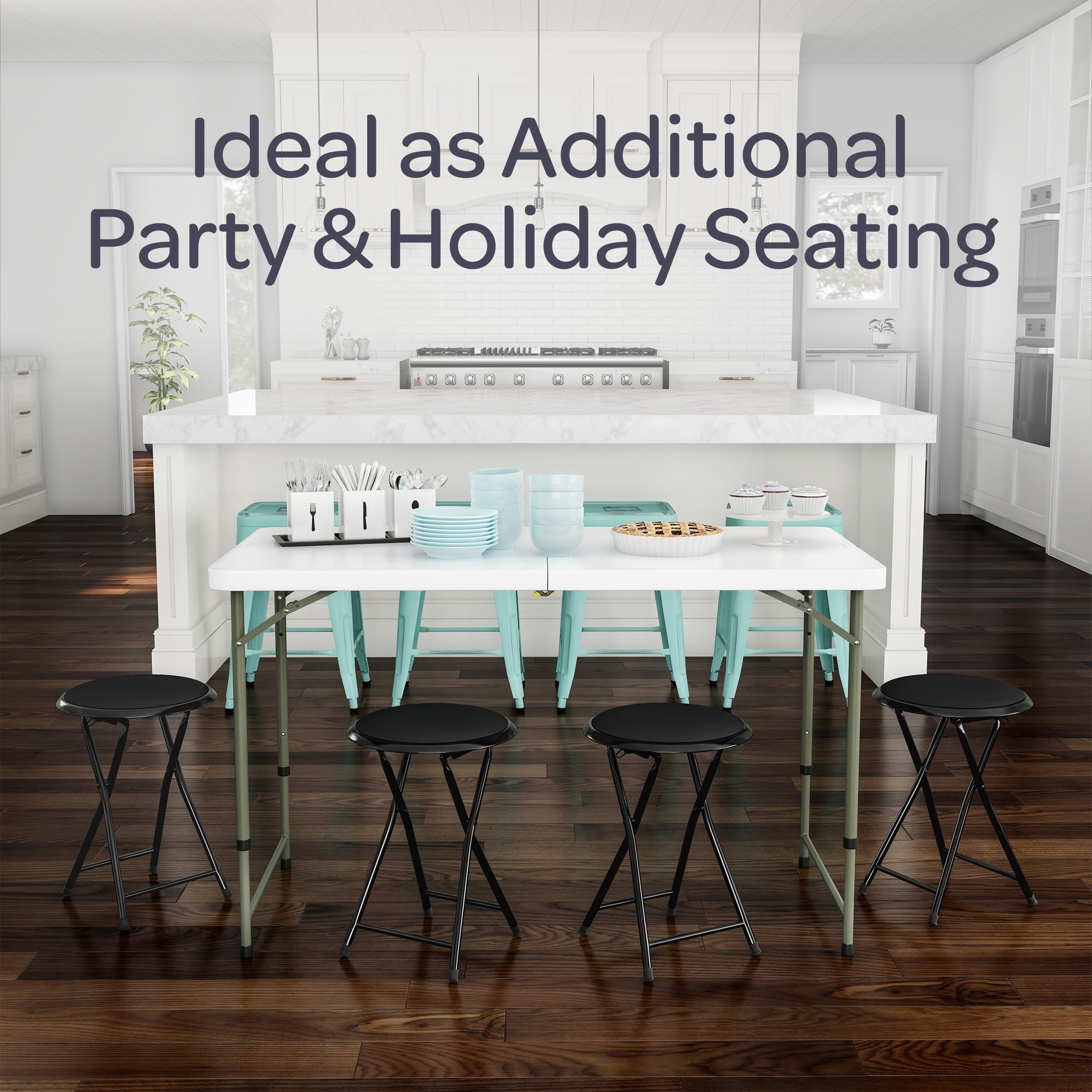 Lavish Home Backless 18-Inch Folding Stool with 225lb Capacity (Black) - Image 2