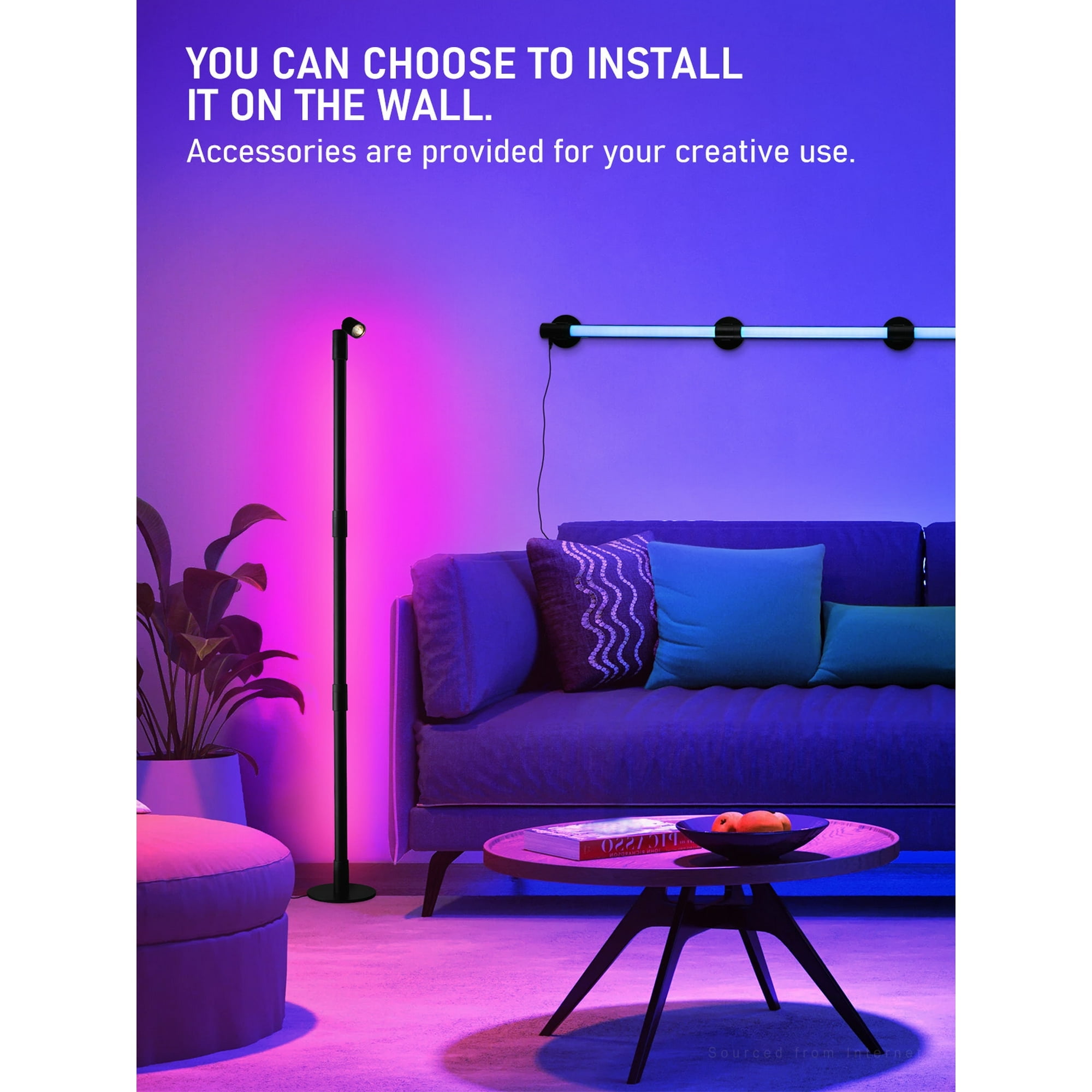 LED Floor Lamp with Spotlight, 360° RGBW Floor Tree Light with Music Sync, Remote Control, Corner Available - Image 2