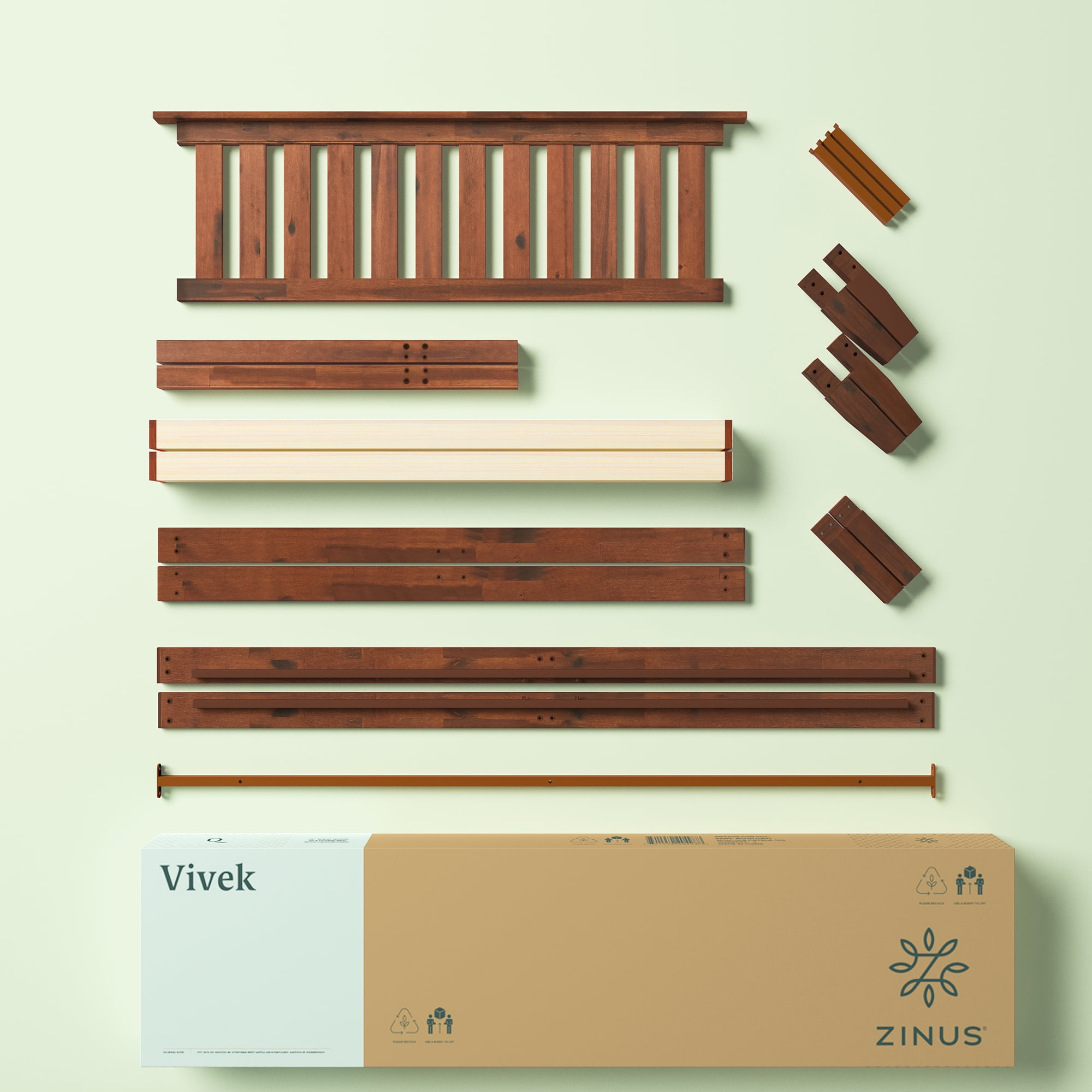 Zinus Vivek 37" Wood Platform Bed Frame with Headboard, Queen - Image 4