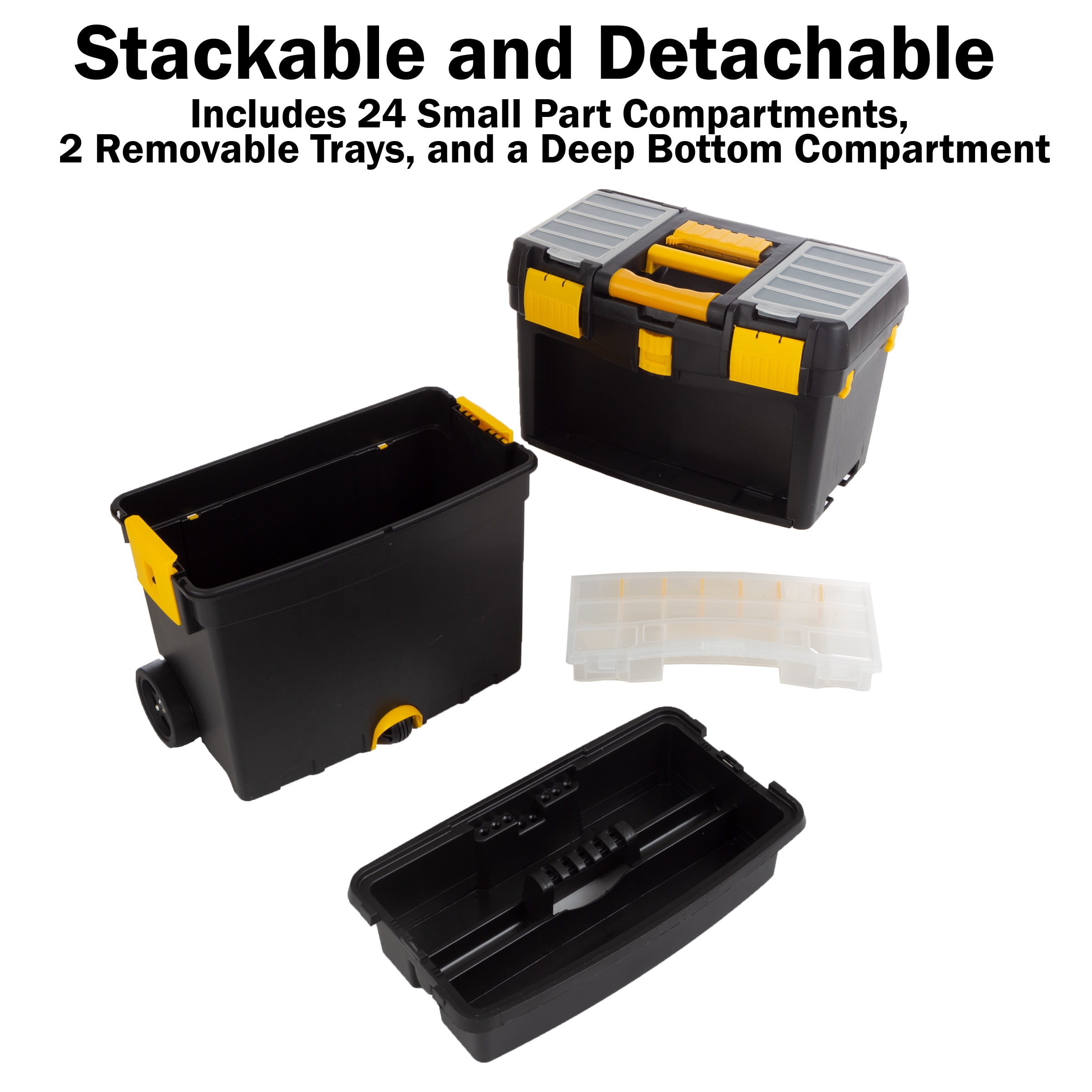 Stalwart Portable Toolbox with Wheels, Comfort Grip, and Drawers (Black) - Image 4