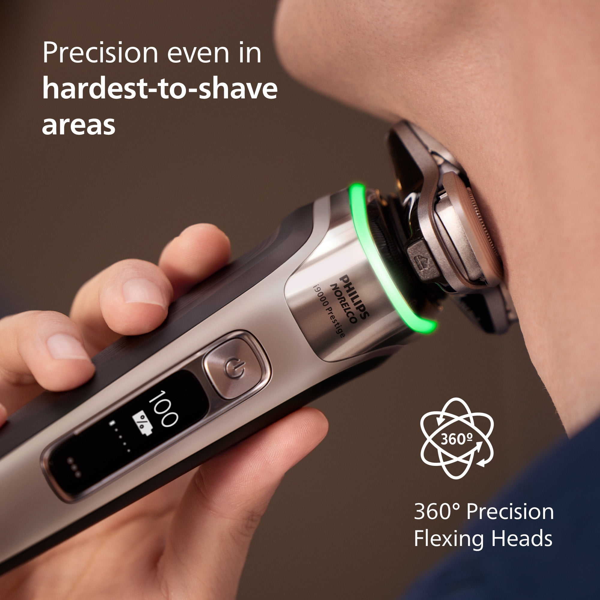 Philips Norelco I9000 Prestige Rechargeable Wet & Dry Men's Electric Shaver with Charge Stand, Trimmer and Premium Case - Image 2