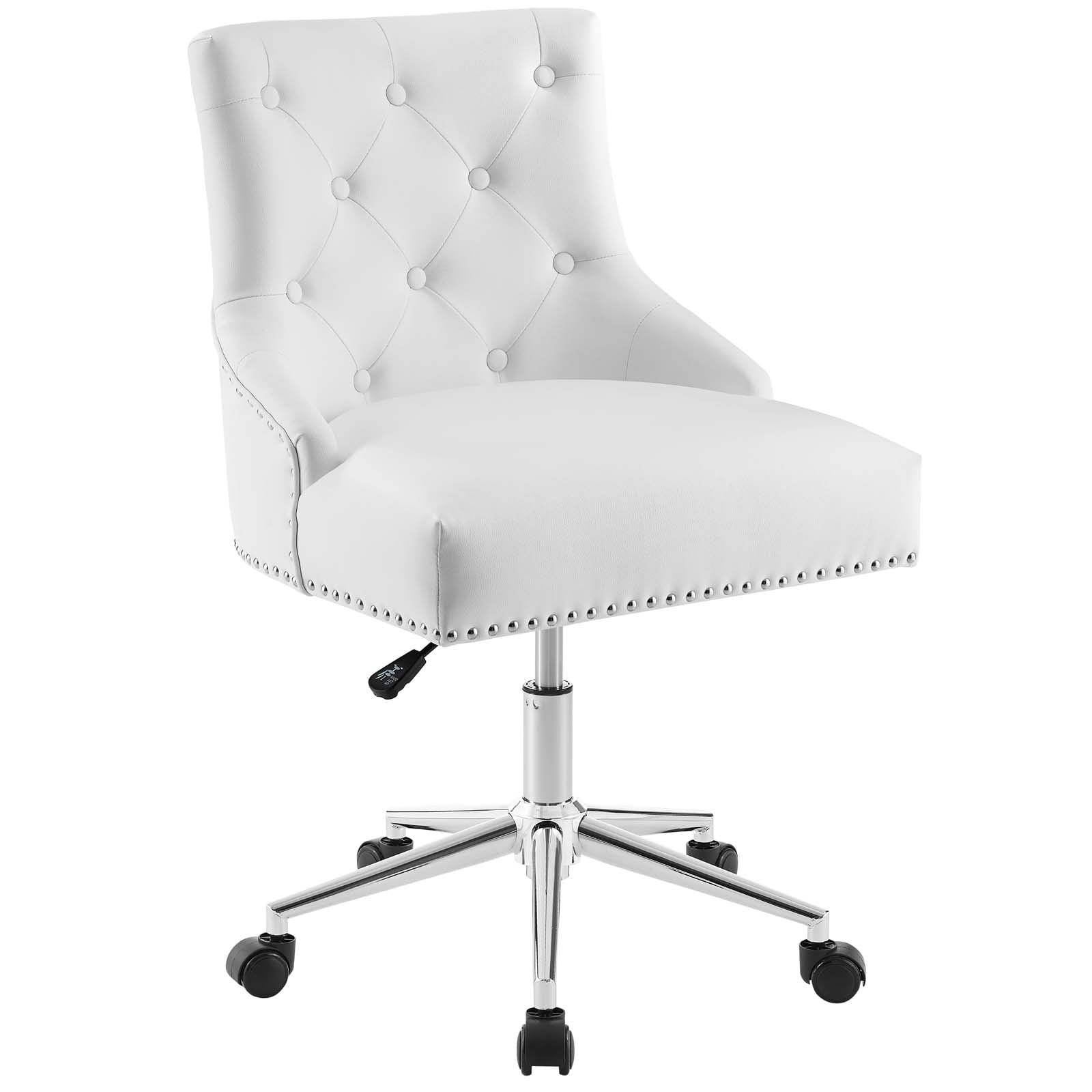Modway Regent Tufted Button Swivel Faux Leather Office Chair in White - Image 6