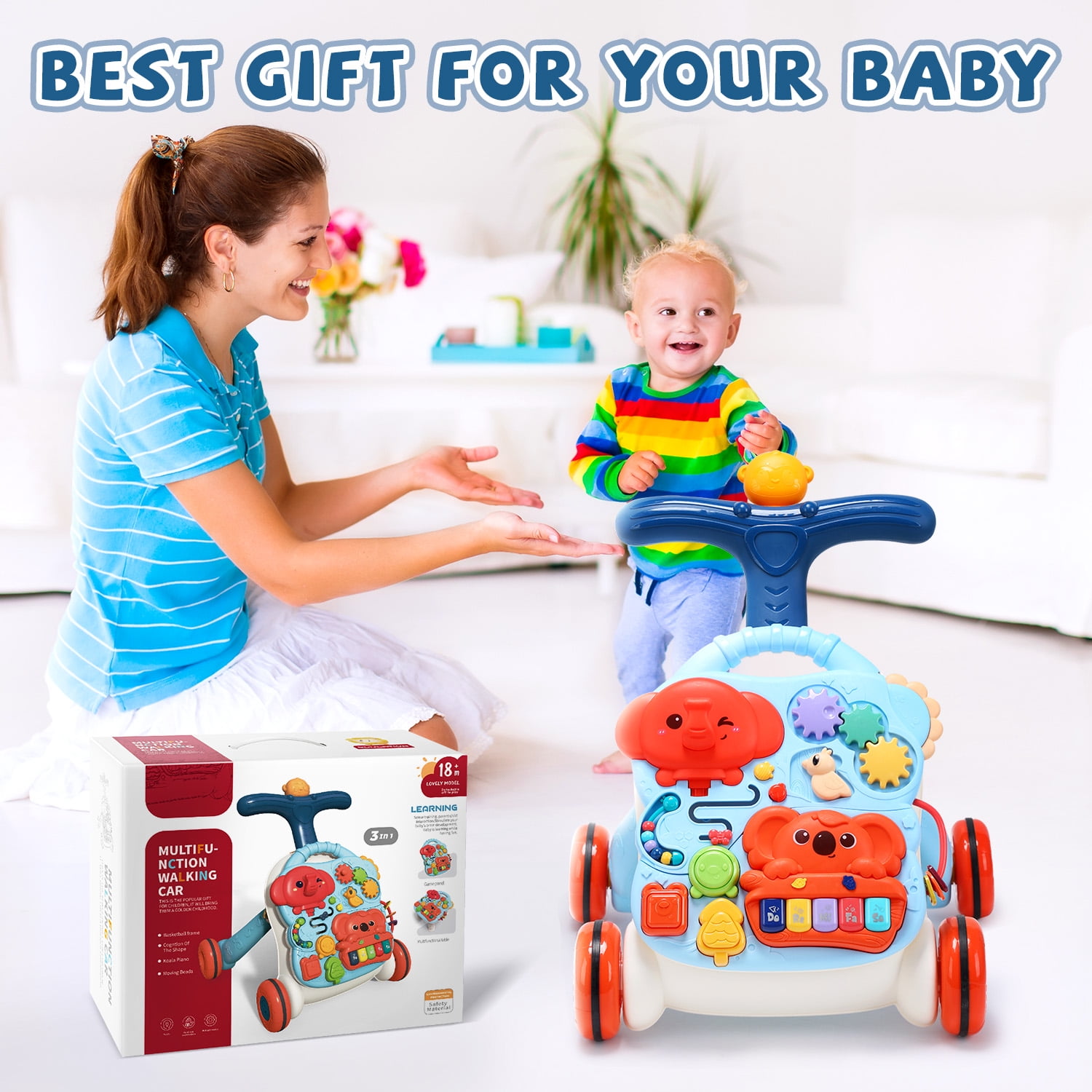 JoyStone 3-in-1 Baby Walker Baby Sit-to-Stand Learning Walker Kids Educational Toy Gift for Toddlers Infant Boys Girls - Image 2