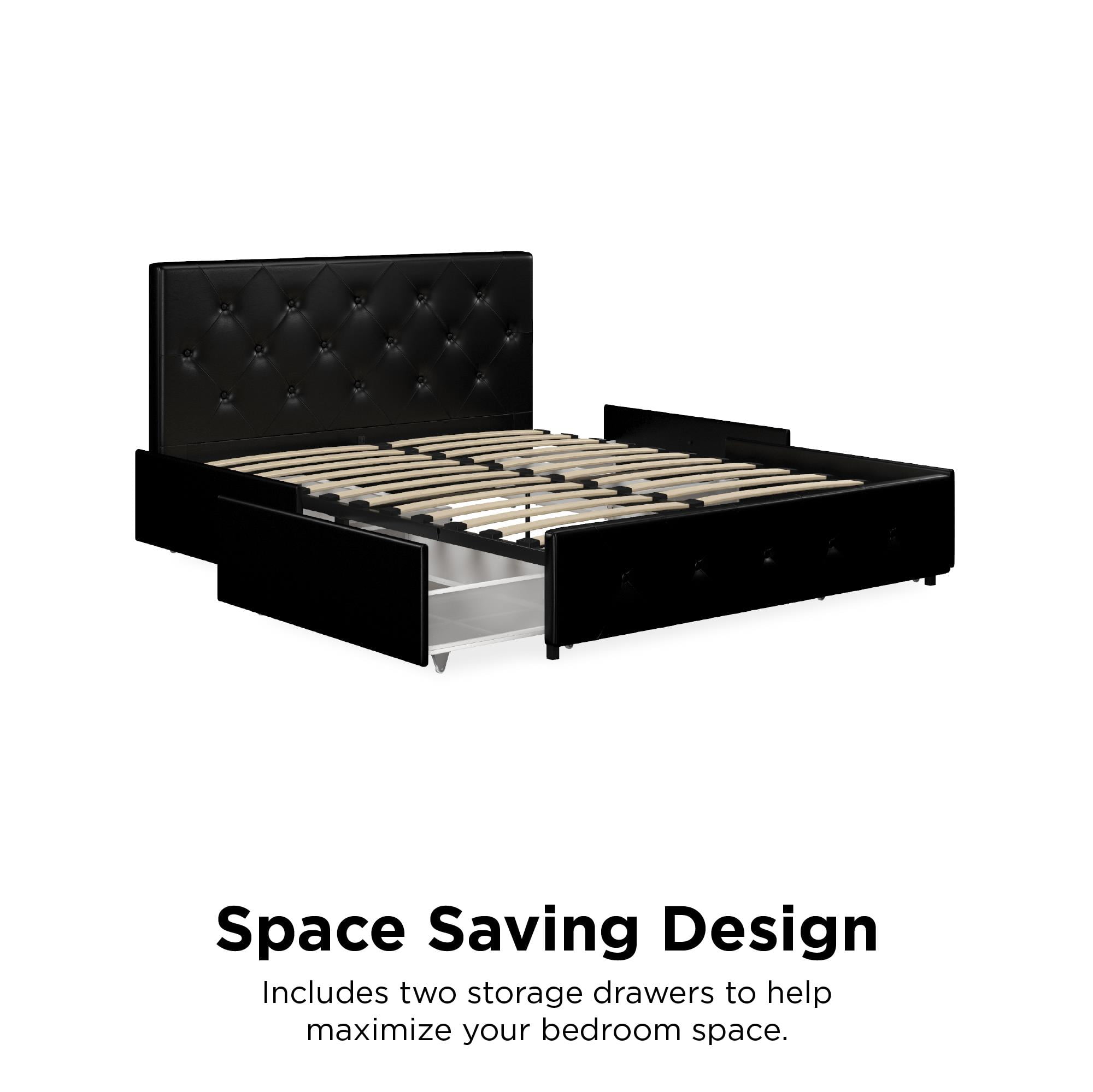 DHP Dakota Tufted Upholstered Storage Bed Frame, Queen, White Faux Leather - Image 10