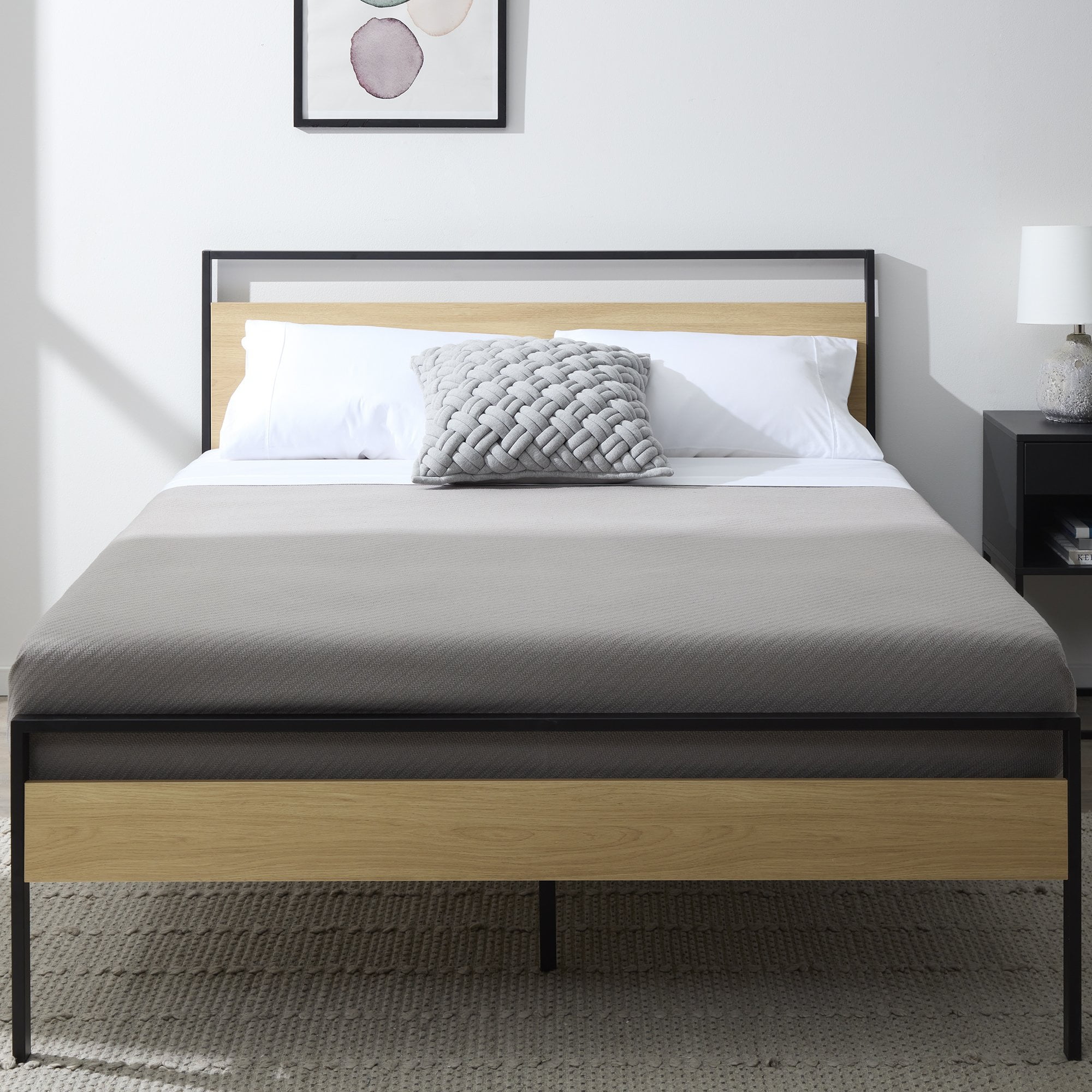 Rest Haven Ashland Metal and Wood Platform Bed, Full, Natural - Image 5