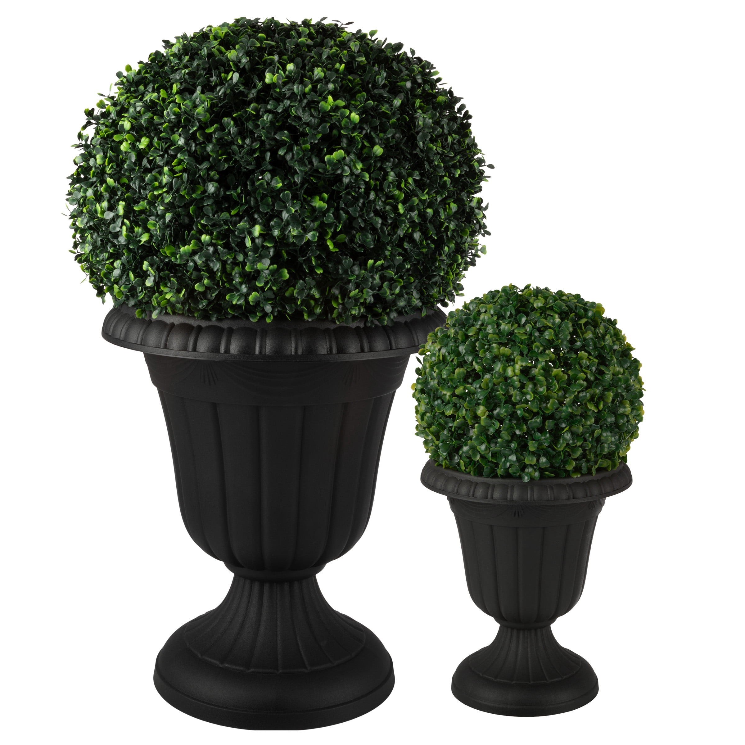 Pure Garden Large and Small Outdoor Urn Planter 2-Pack, Black - Image 6