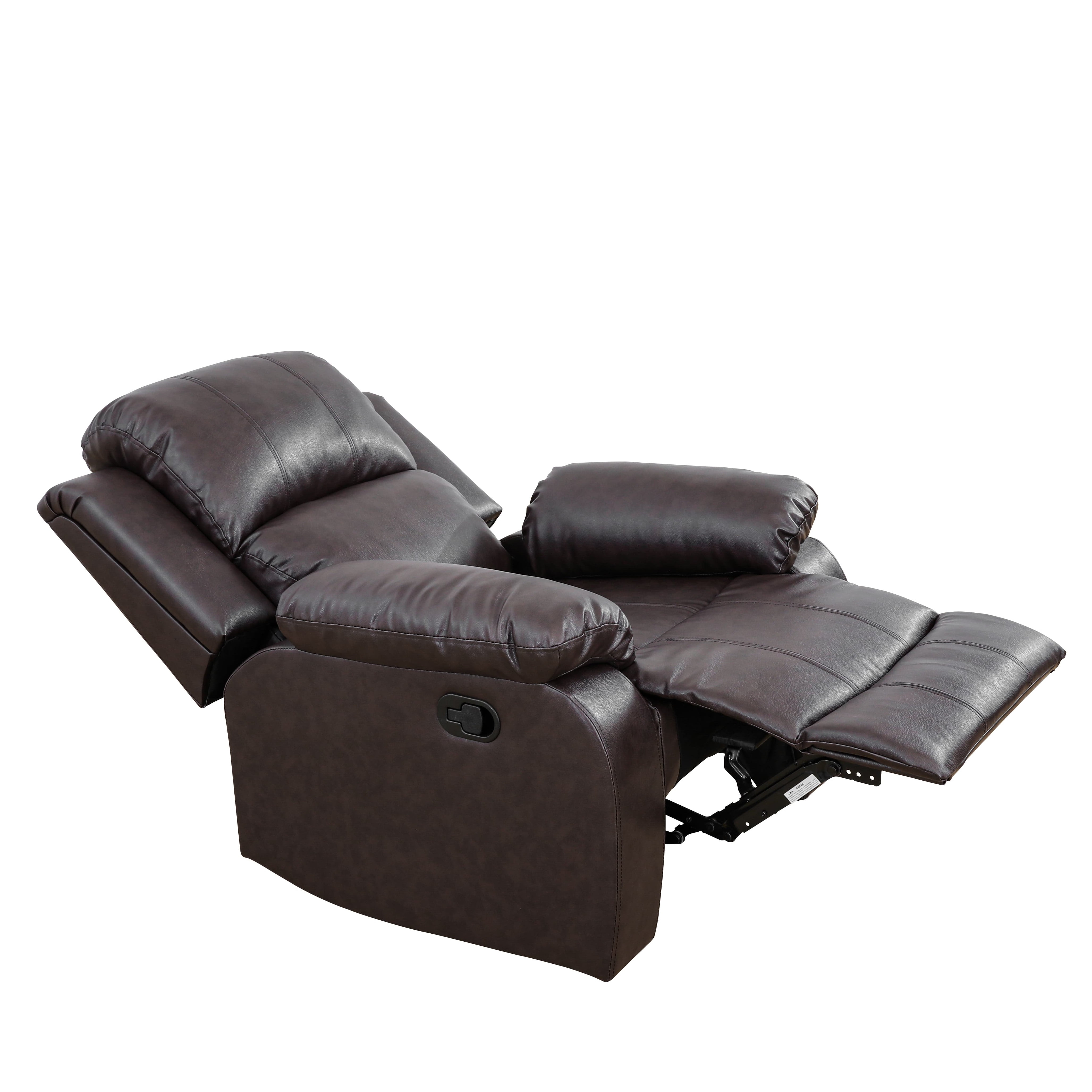 TrumanPick Manual Recliner Chair, No Rocker Sofa Chair Faux Leather Reclining Armhairs with Overstuffed Arm and Back for Living Room,Bedroom, Brown - Image 3