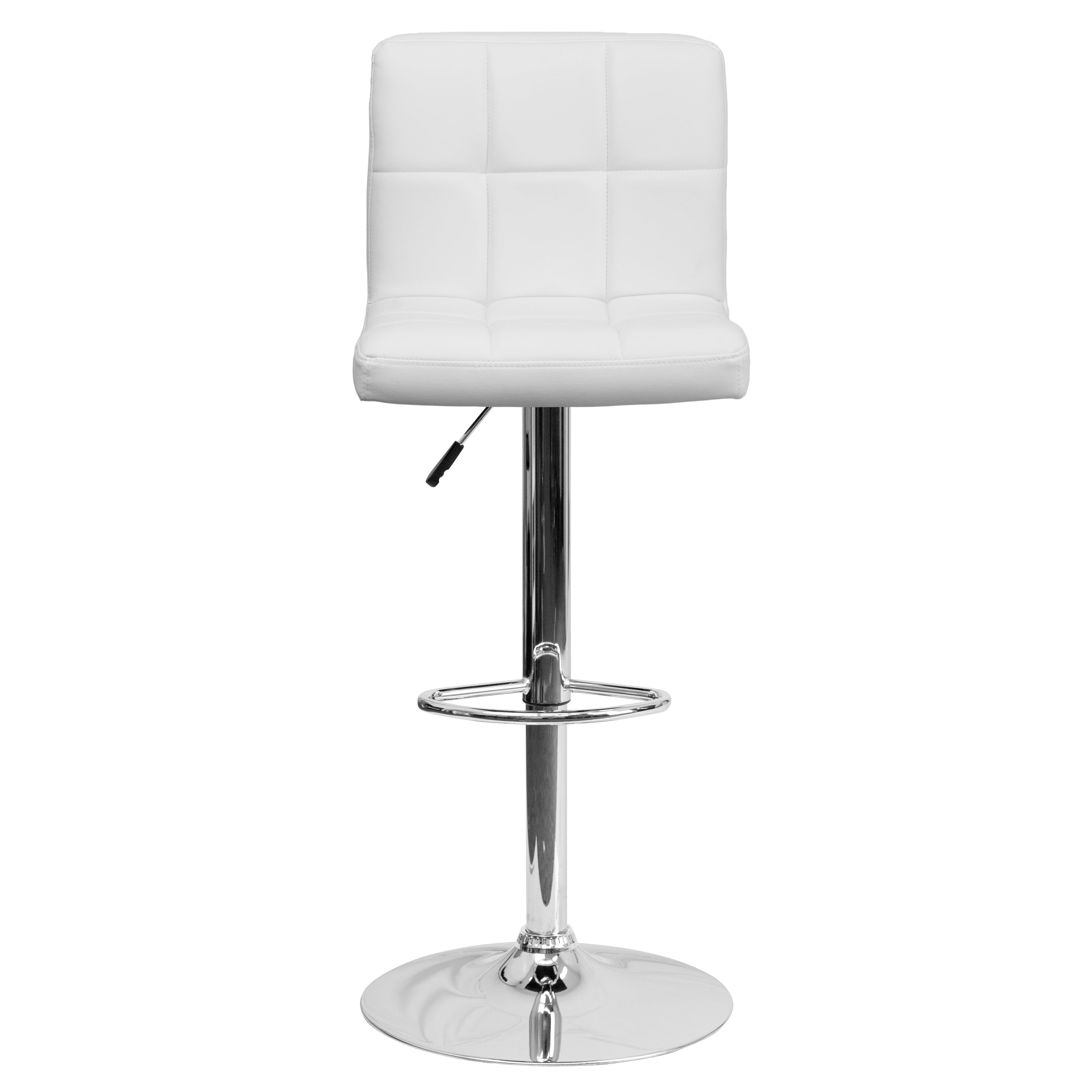 Flash Furniture Kathleen Contemporary White Quilted Vinyl Adjustable Height Barstool with Chrome Base - Image 11