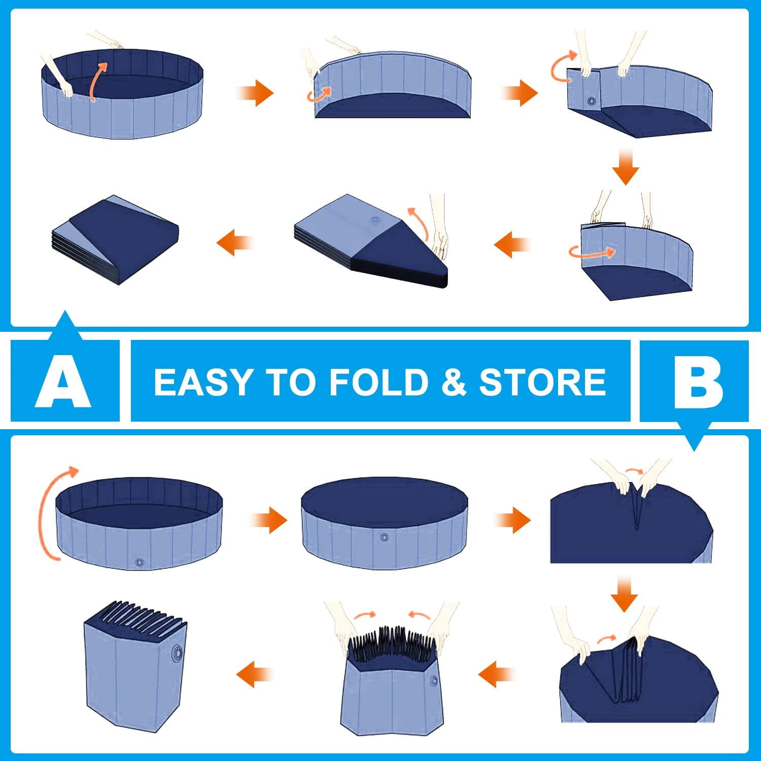 Outdoor Foldable Pet Dog Swimming Pool with Pool Cover,48” Portable Dog Pool for Large Dogs Bathing Tub Kiddie Pool,XL - Image 5