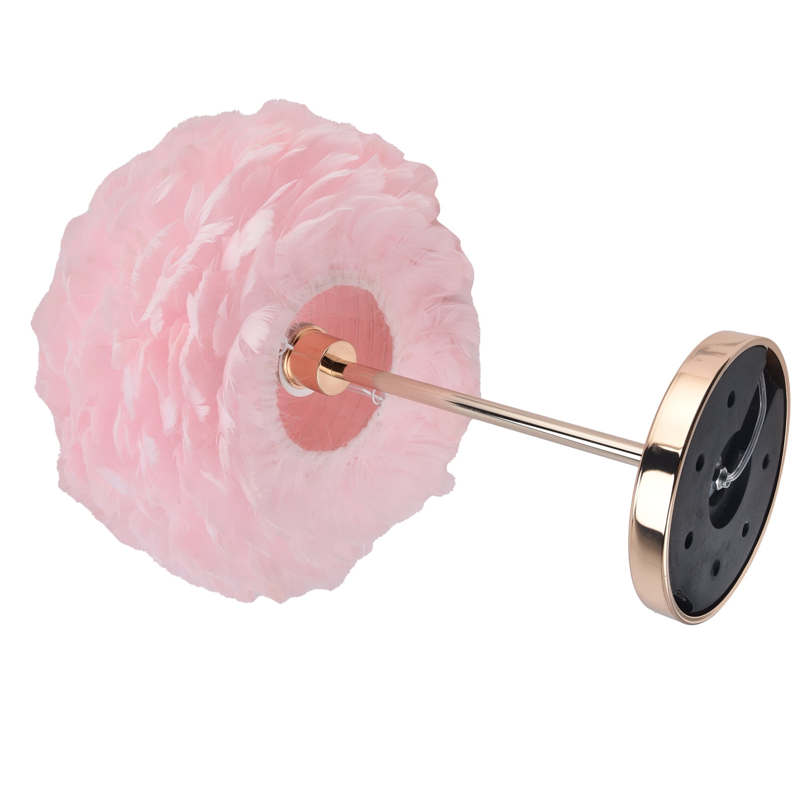 Fyydes 177" Contemporary Metallic Base Table Lamp with Pink Feather Shade - Image 2